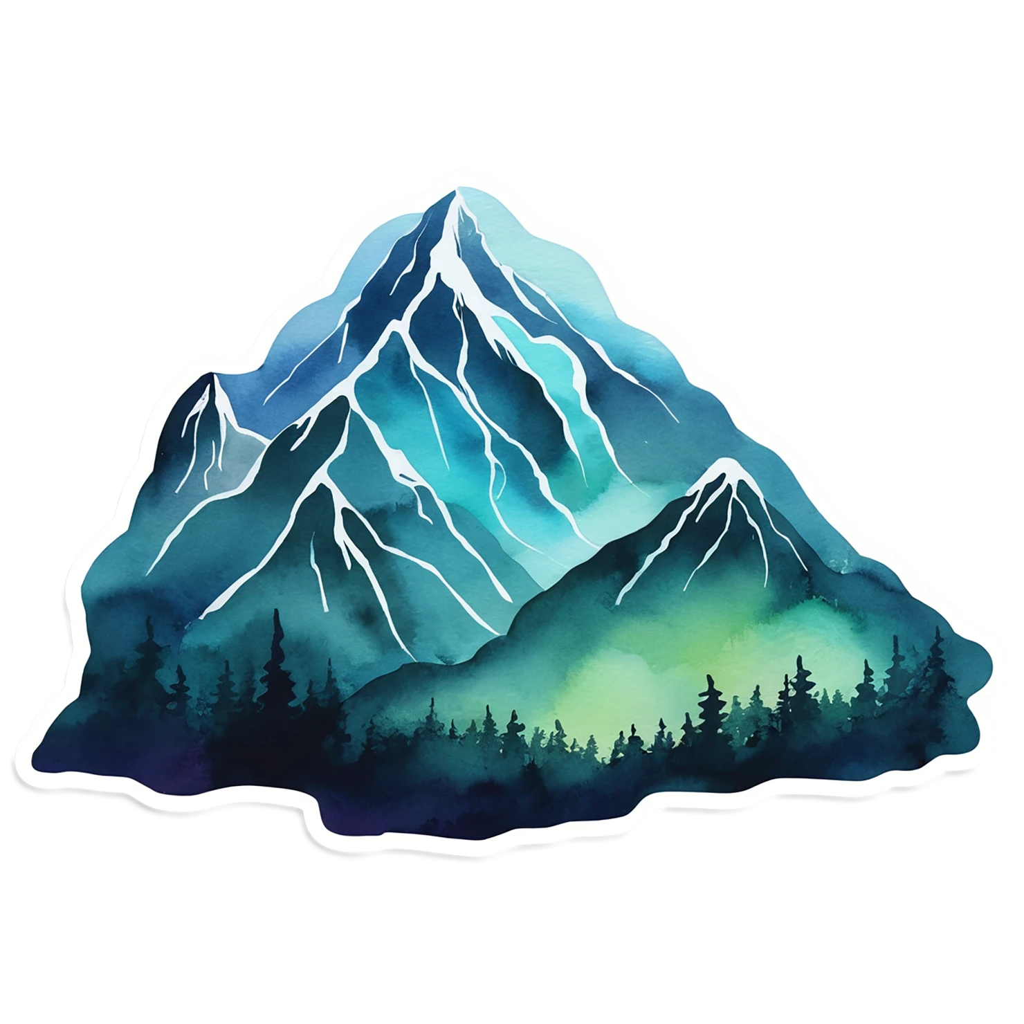 Mountain watercolor sticker isolated on transparent background #19706