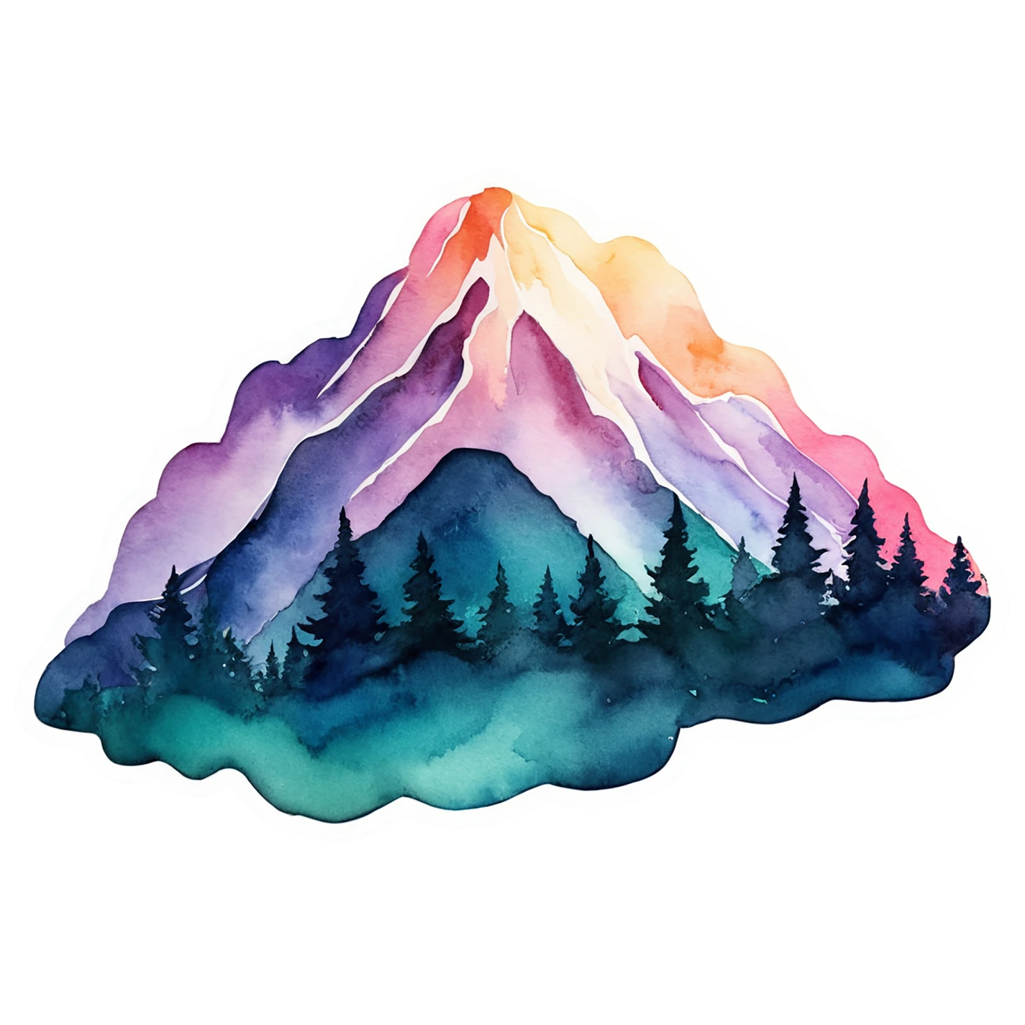 Mountain watercolor sticker isolated on transparent background #19710