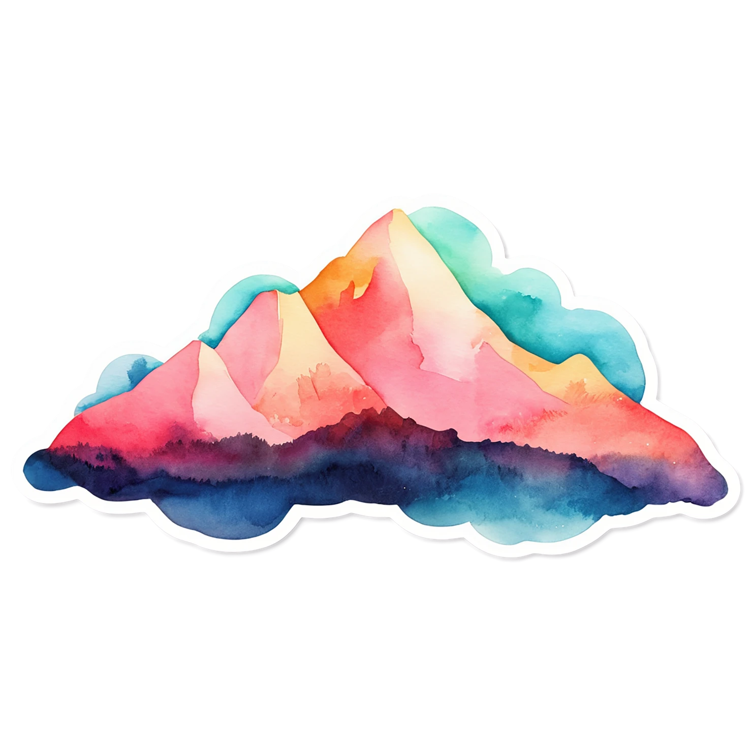 Mountain watercolor sticker isolated on transparent background #19715