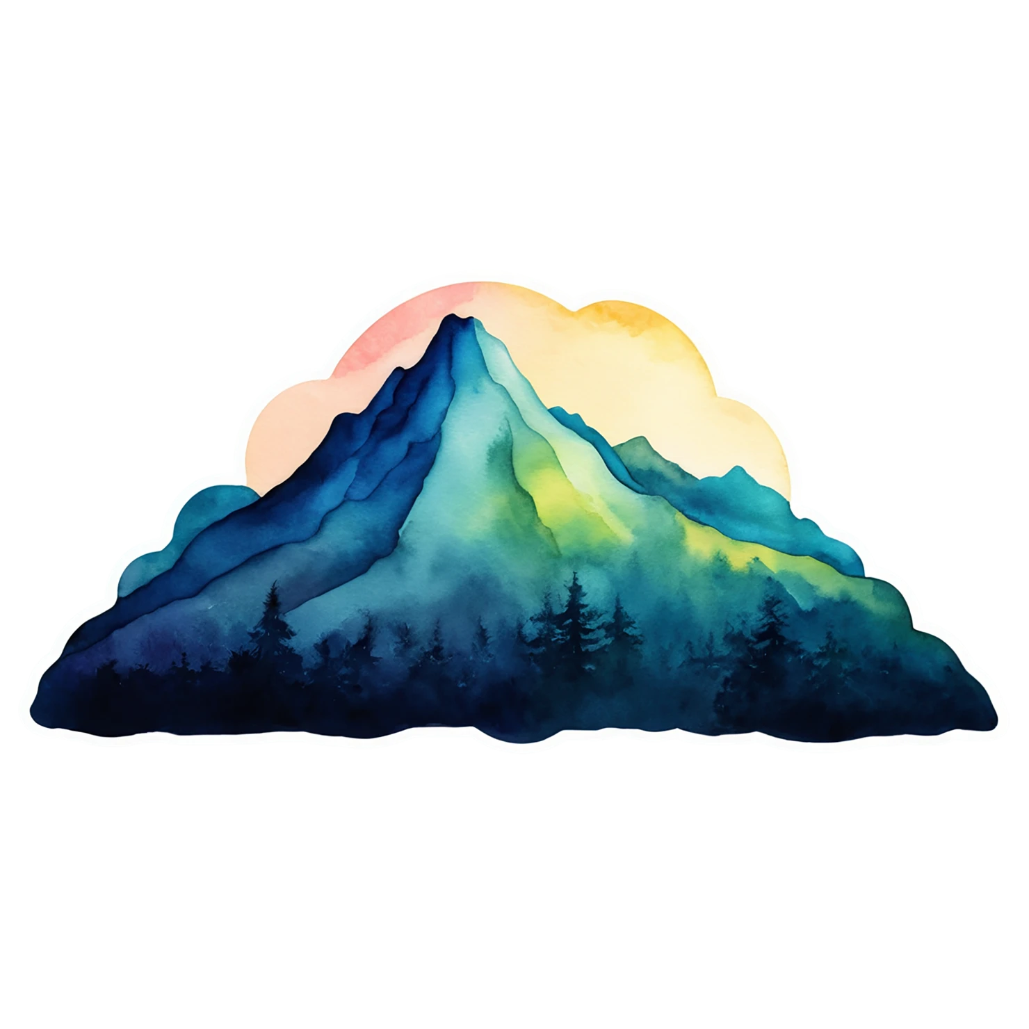 Mountain watercolor sticker isolated on transparent background #19721