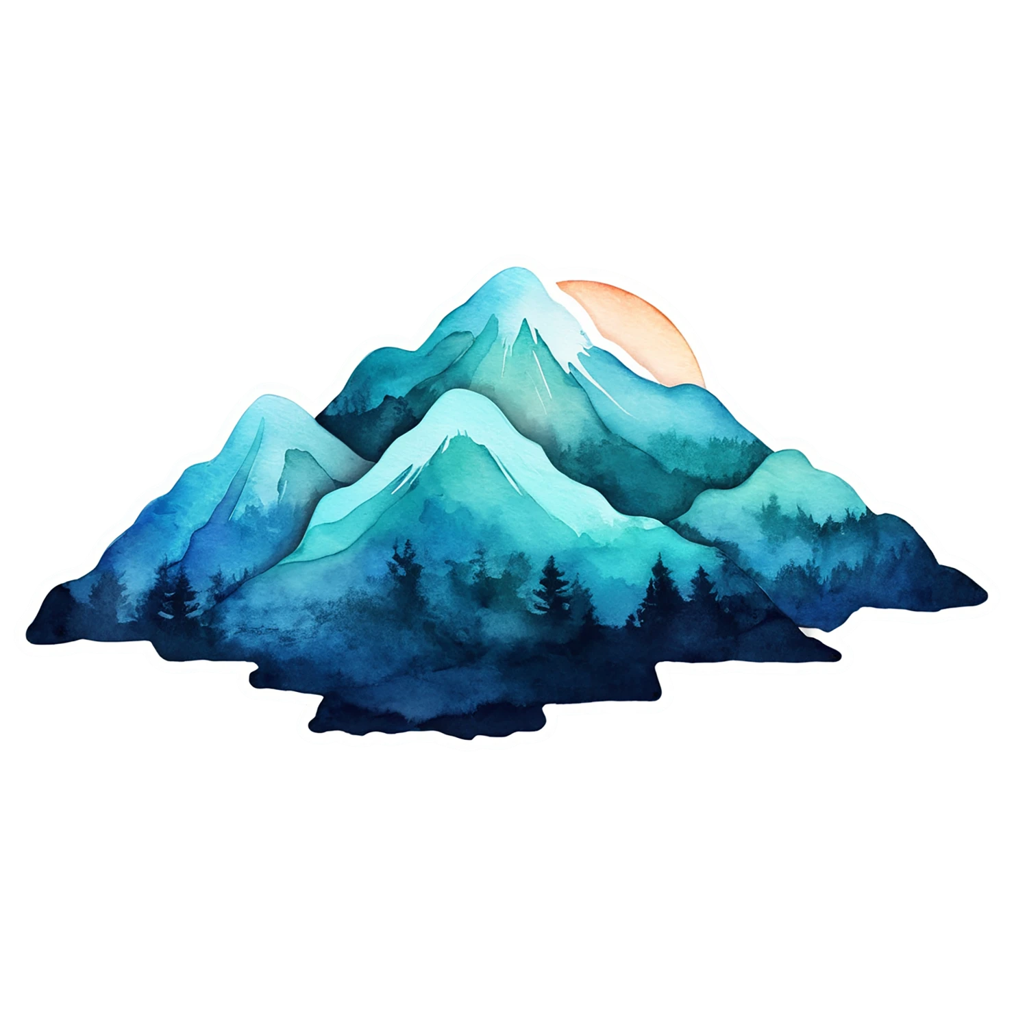 Mountain watercolor sticker isolated on transparent background #19723