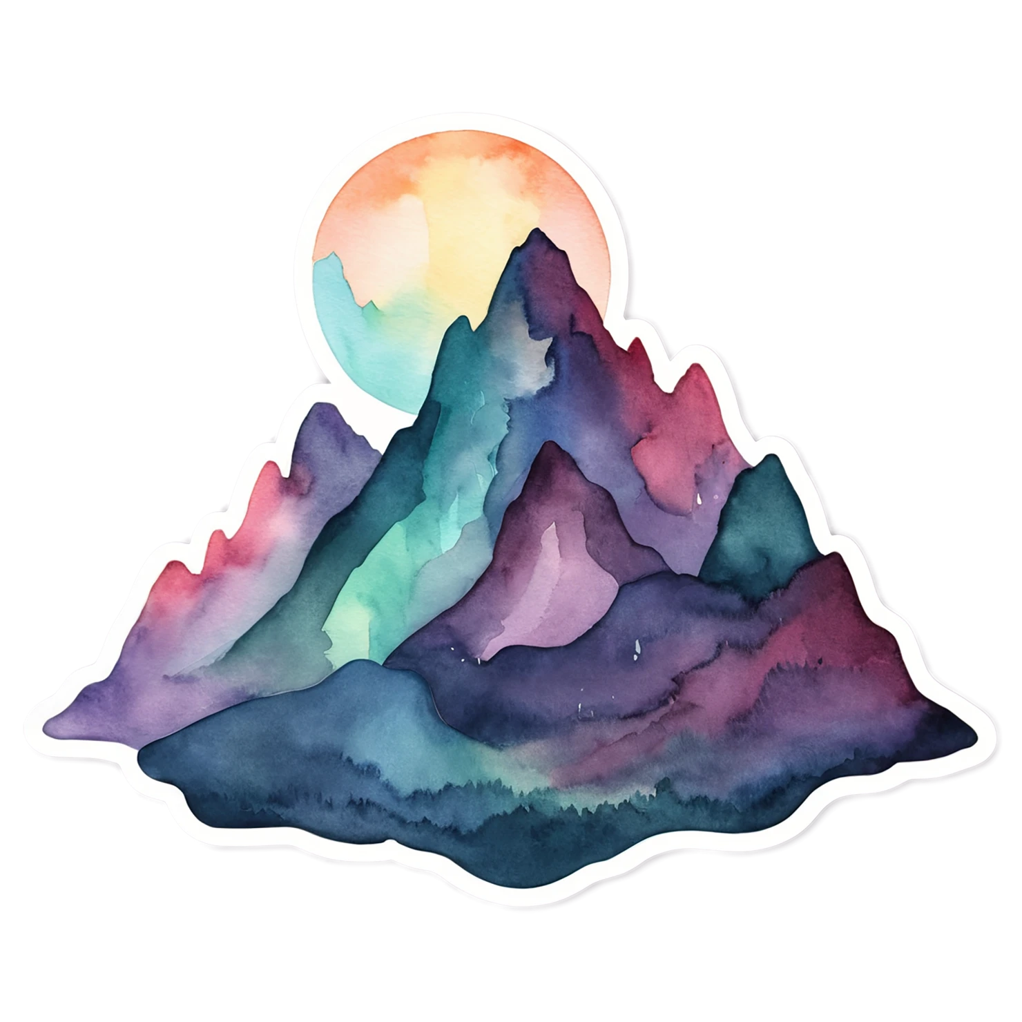 Mountain watercolor sticker isolated on transparent background #19724