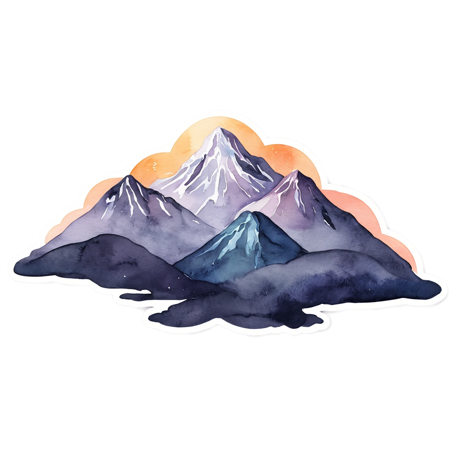 Mountain watercolor sticker isolated on transparent background #19725