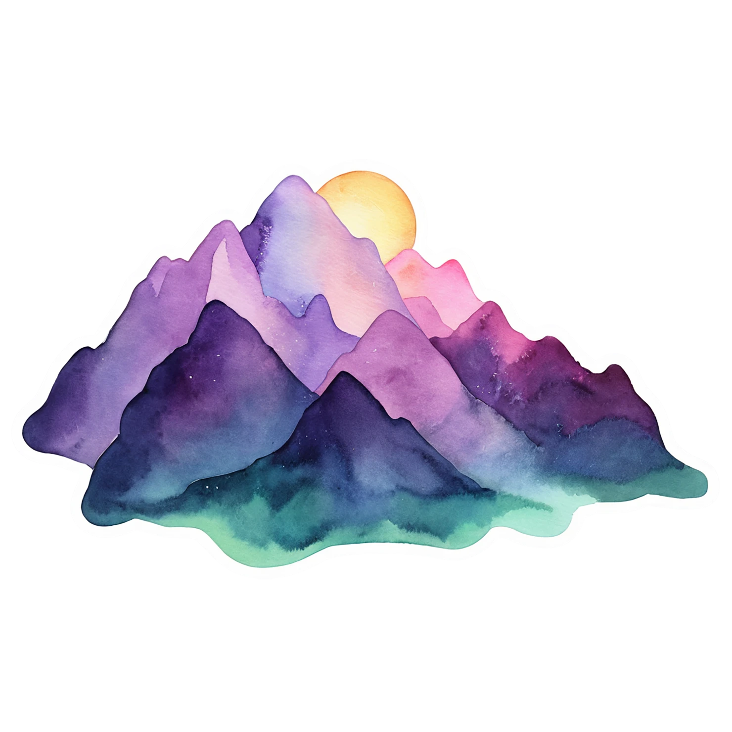 Mountain watercolor sticker isolated on transparent background #19727