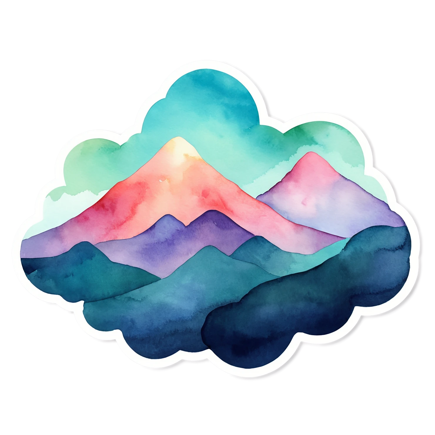 Mountain watercolor sticker isolated on transparent background #19733