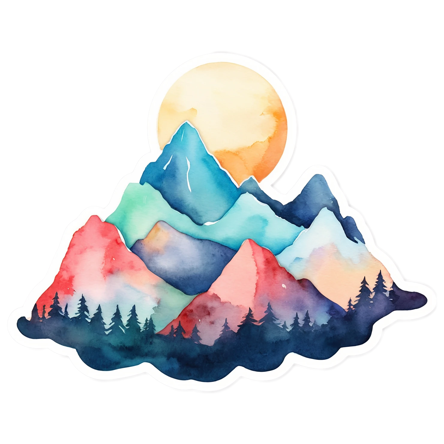 Mountain watercolor sticker isolated on transparent background #19738