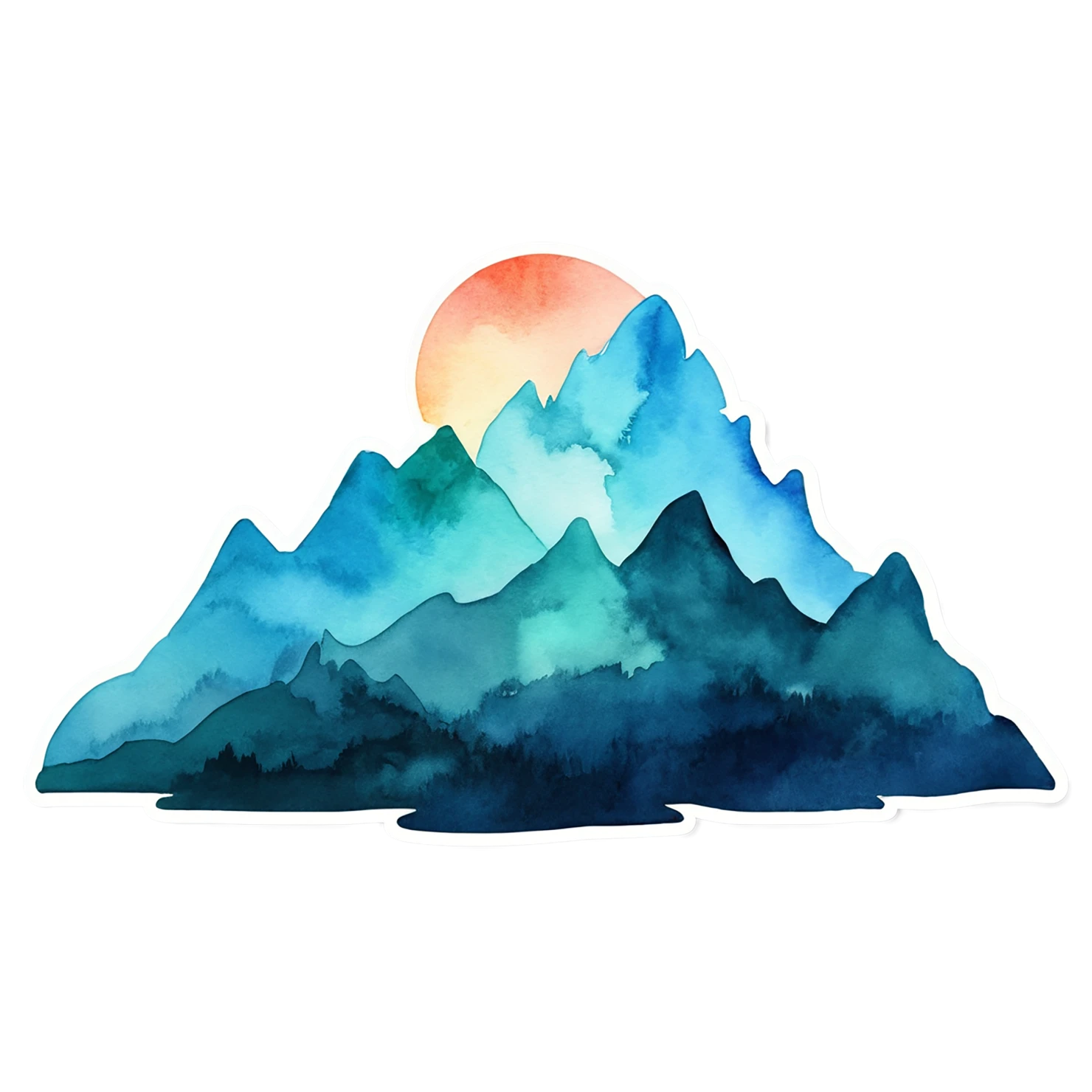 Mountain watercolor sticker isolated on transparent background #19740