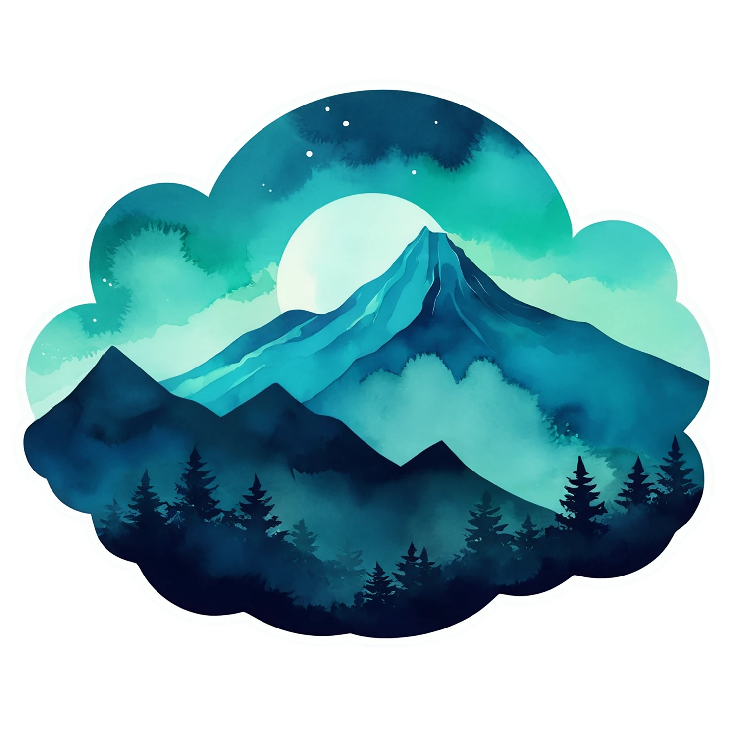 Mountain watercolor sticker isolated on transparent background #19742