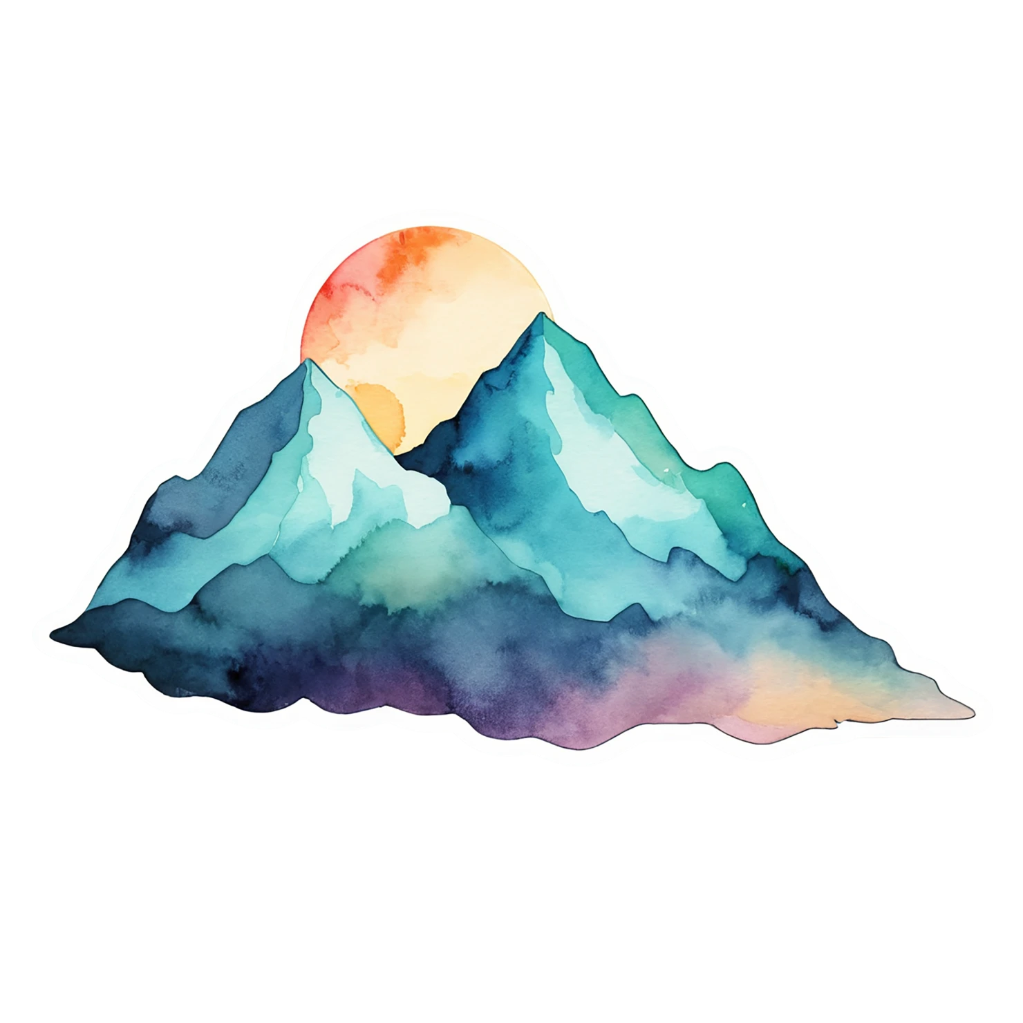 Mountain watercolor sticker isolated on transparent background #19744