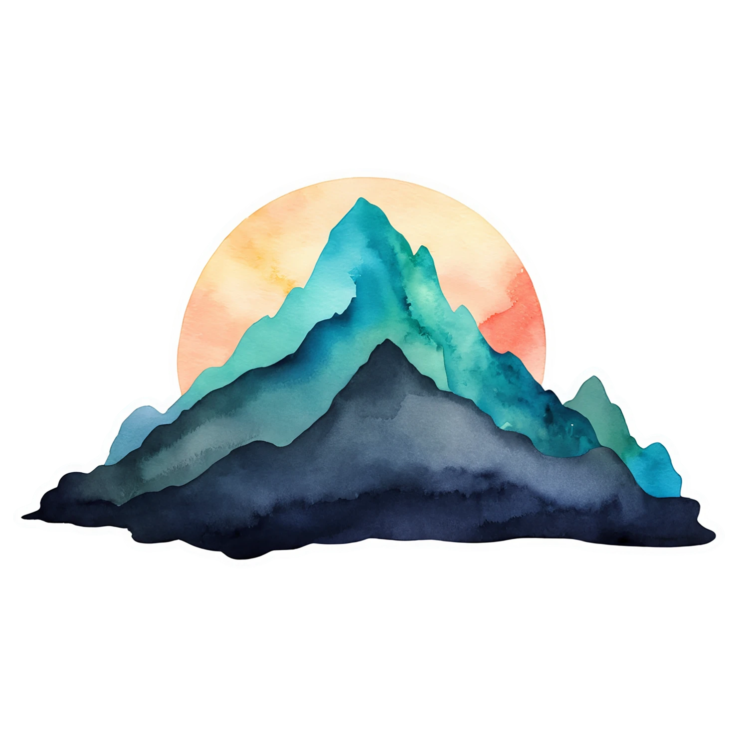 Mountain watercolor sticker isolated on transparent background #19749