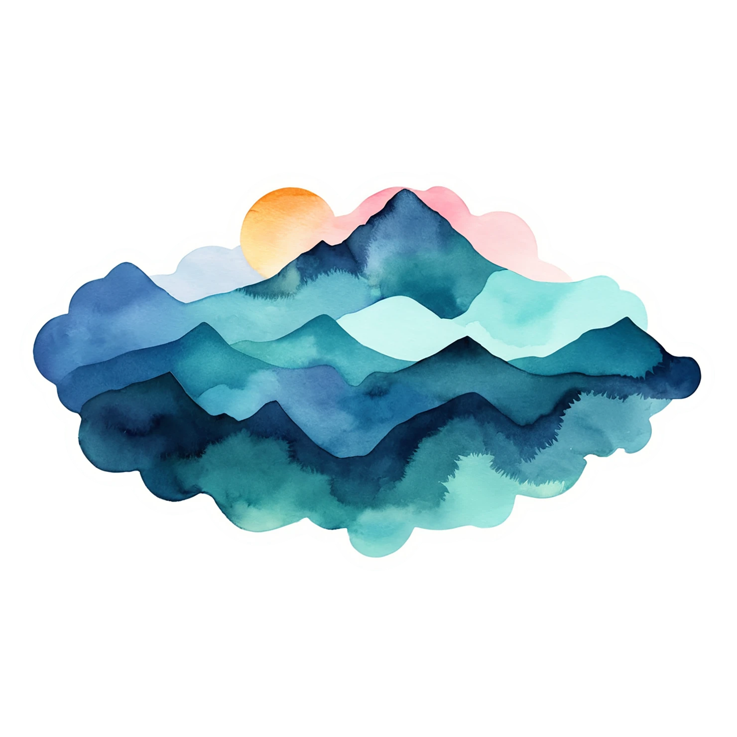 Mountain watercolor sticker isolated on transparent background #19753