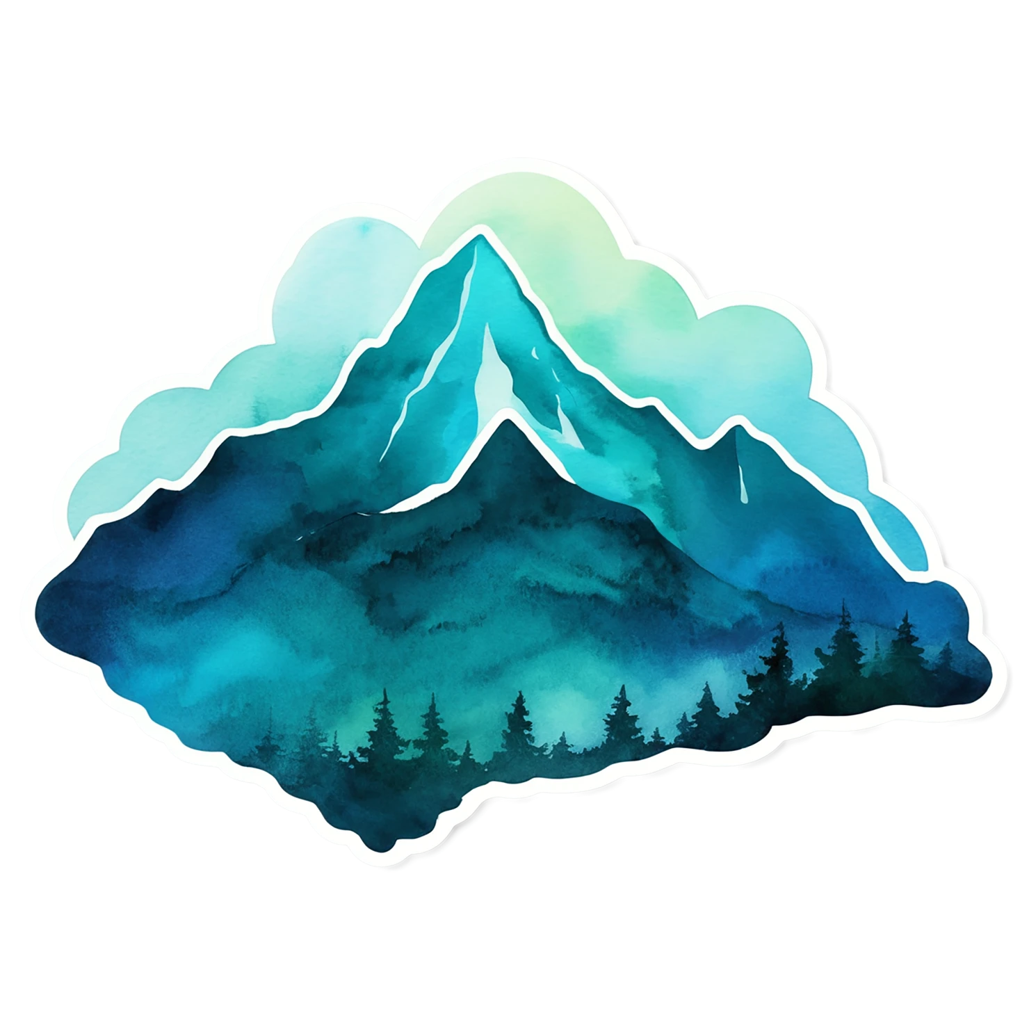Mountain watercolor sticker isolated on transparent background #19754