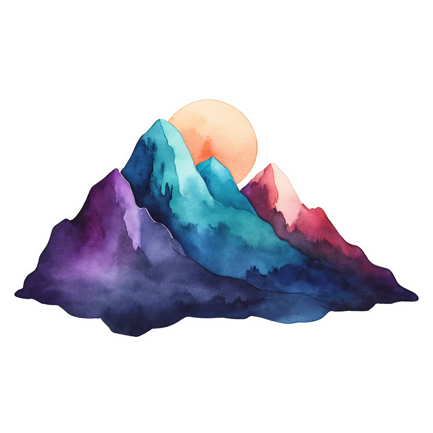 Mountain watercolor sticker isolated on transparent background #19755