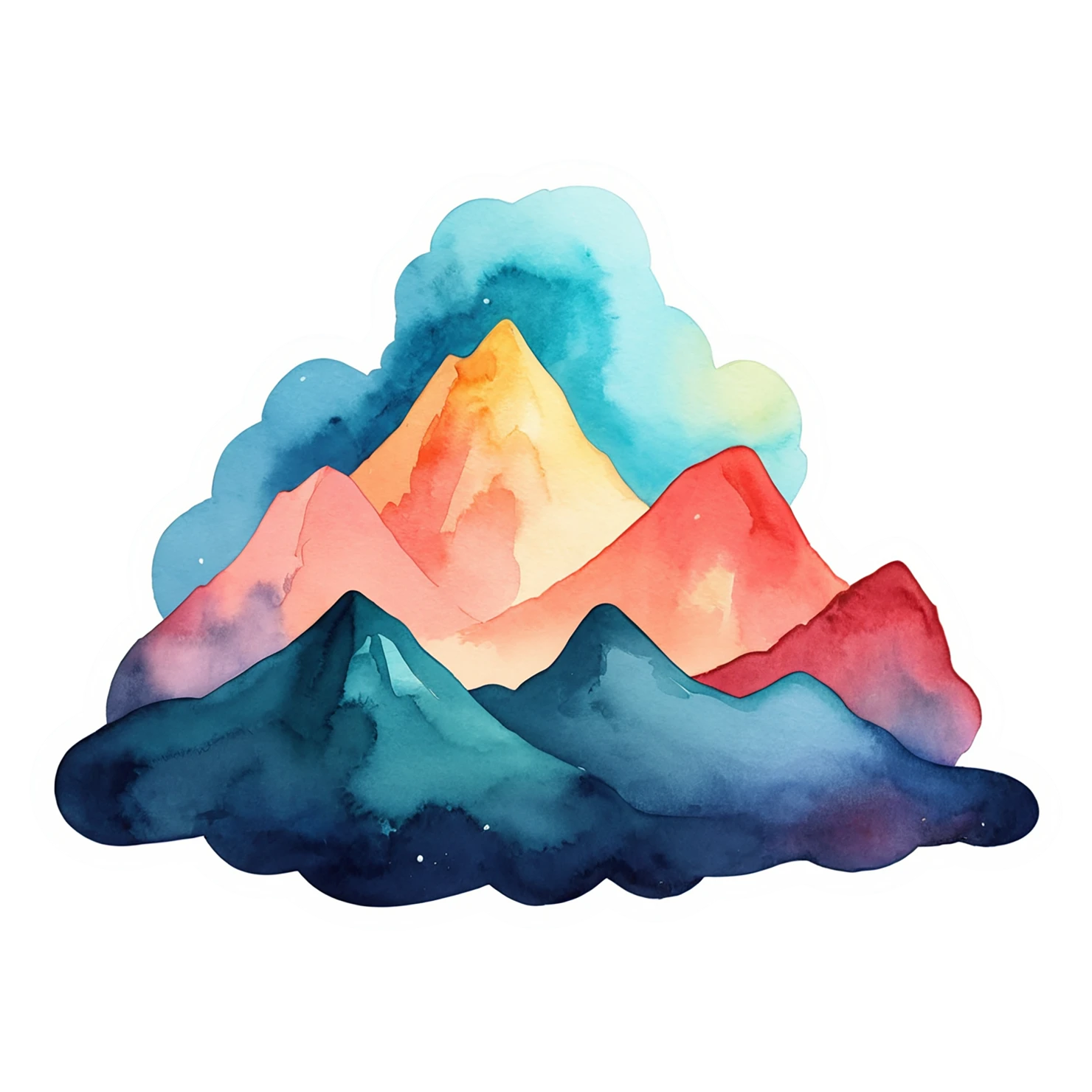 Mountain watercolor sticker isolated on transparent background #19756