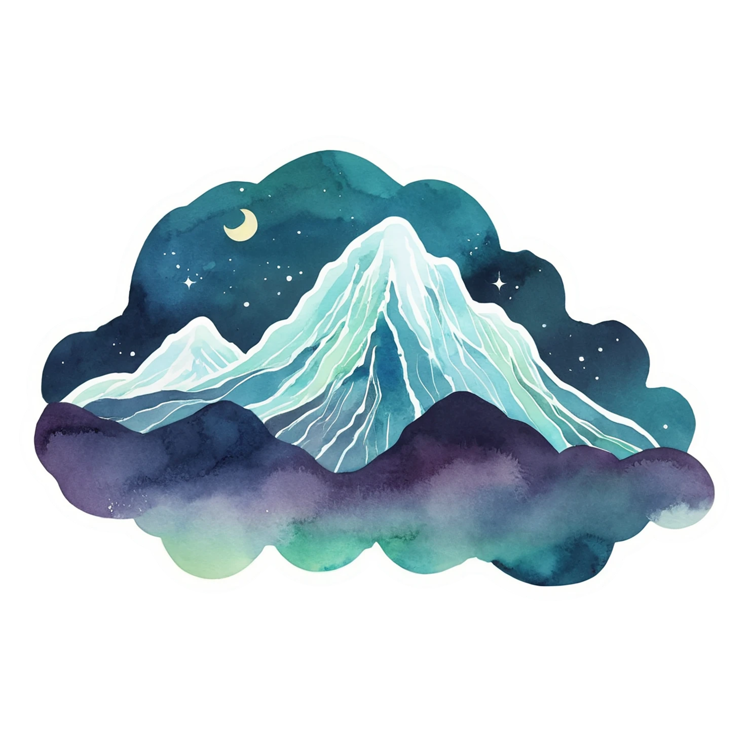 Mountain watercolor sticker isolated on transparent background #19762