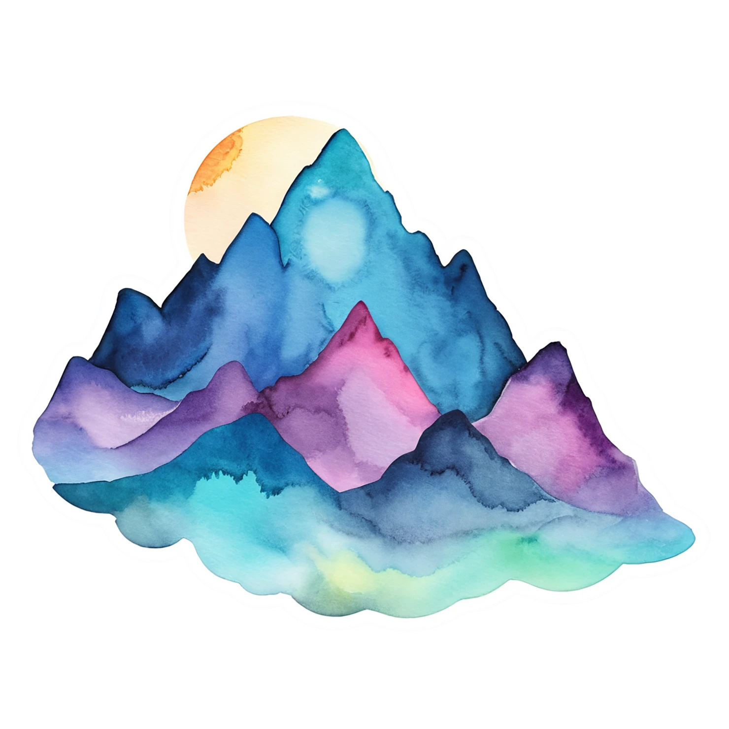 Mountain watercolor sticker isolated on transparent background #19764