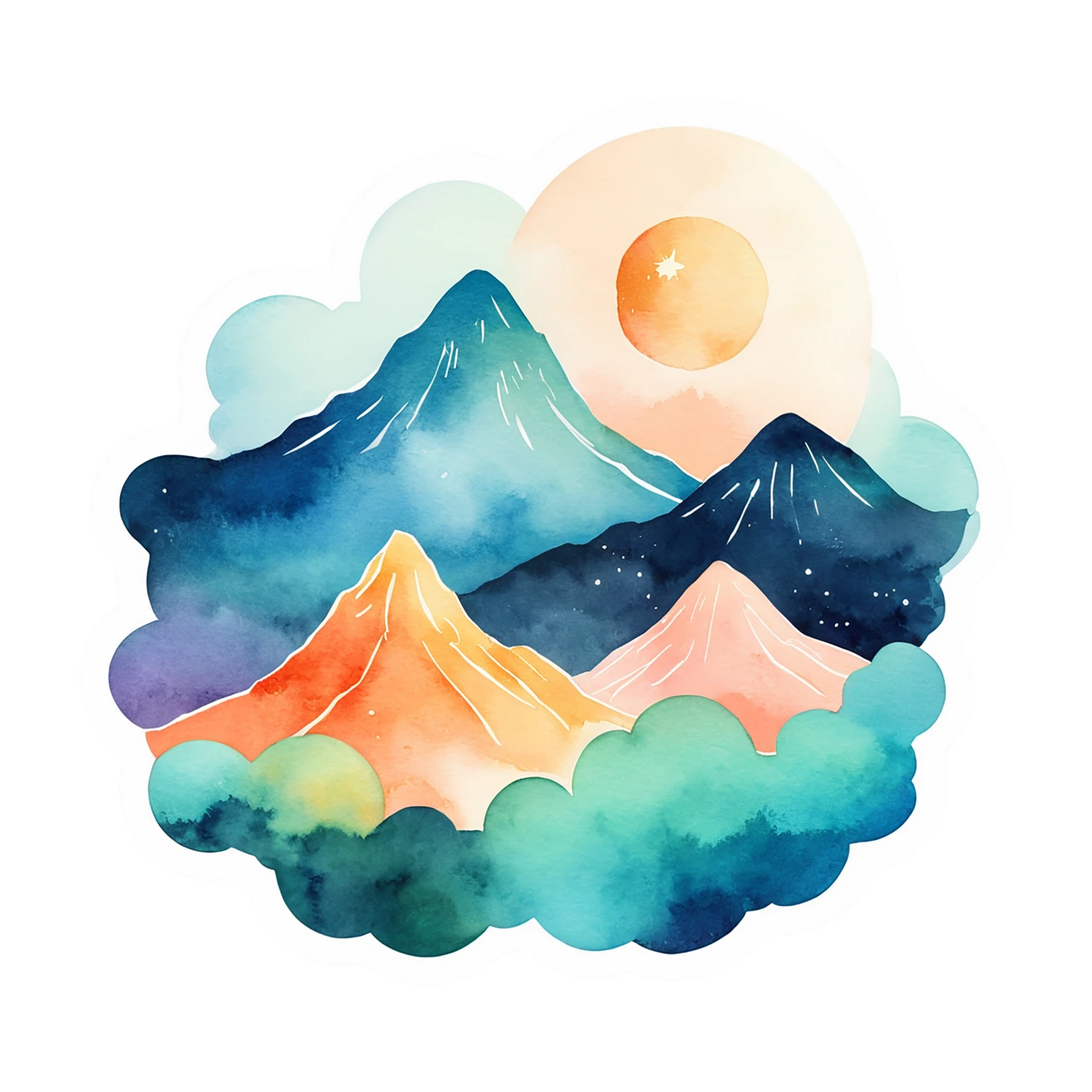 Mountain watercolor sticker isolated on transparent background #19765