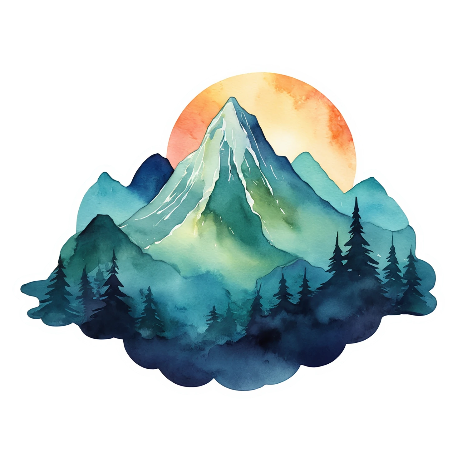 Mountain watercolor sticker isolated on transparent background #19767