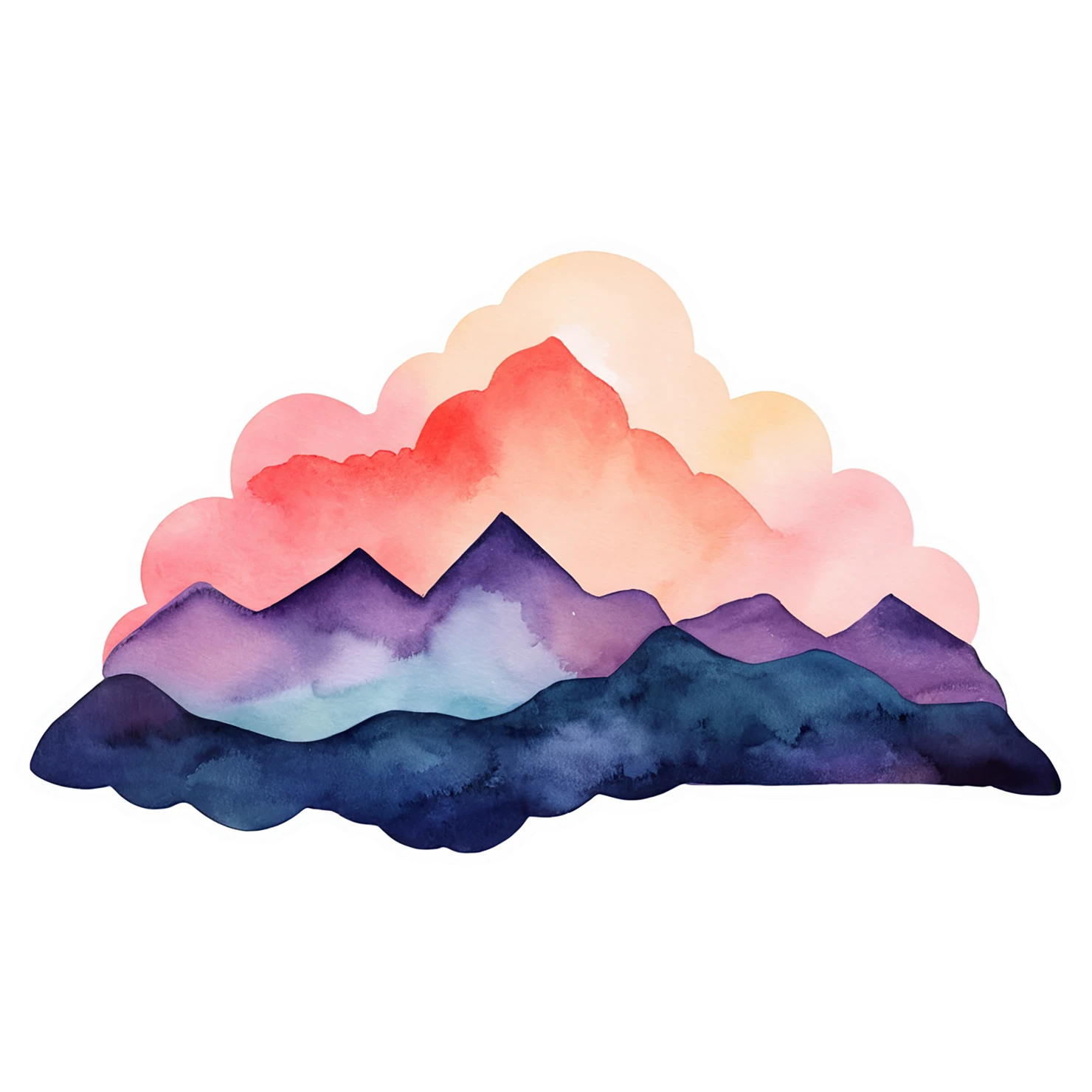 Mountain watercolor sticker isolated on transparent background #19768