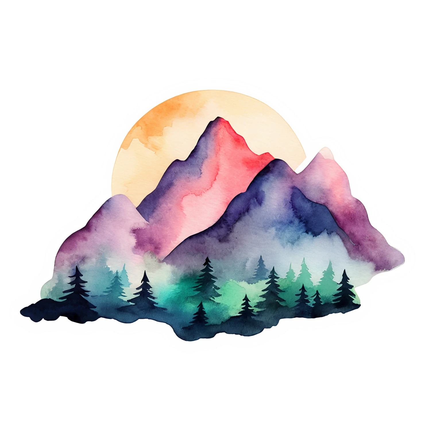Mountain watercolor sticker isolated on transparent background #19770