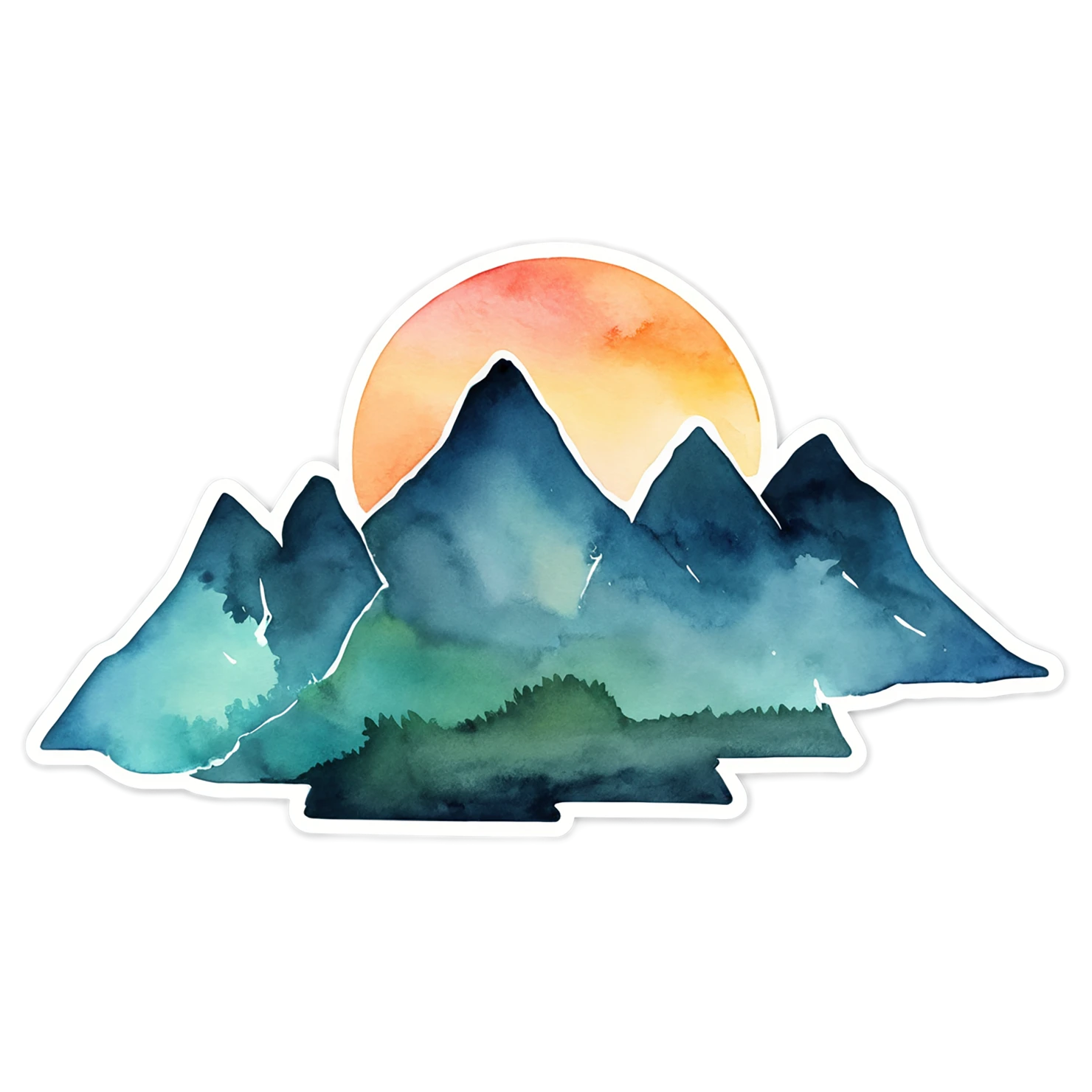 Mountain watercolor sticker isolated on transparent background #19771