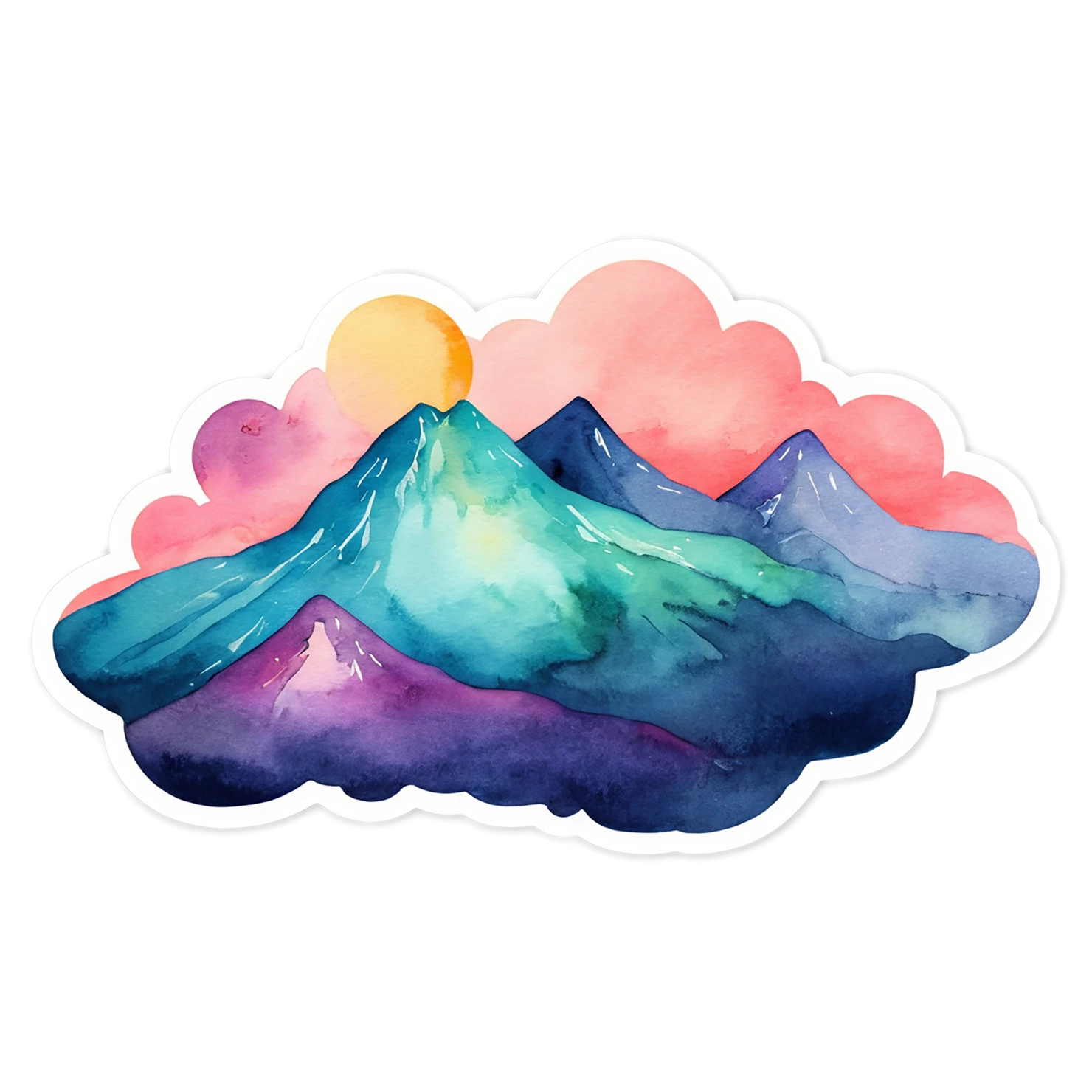 Mountain watercolor sticker isolated on transparent background #19774