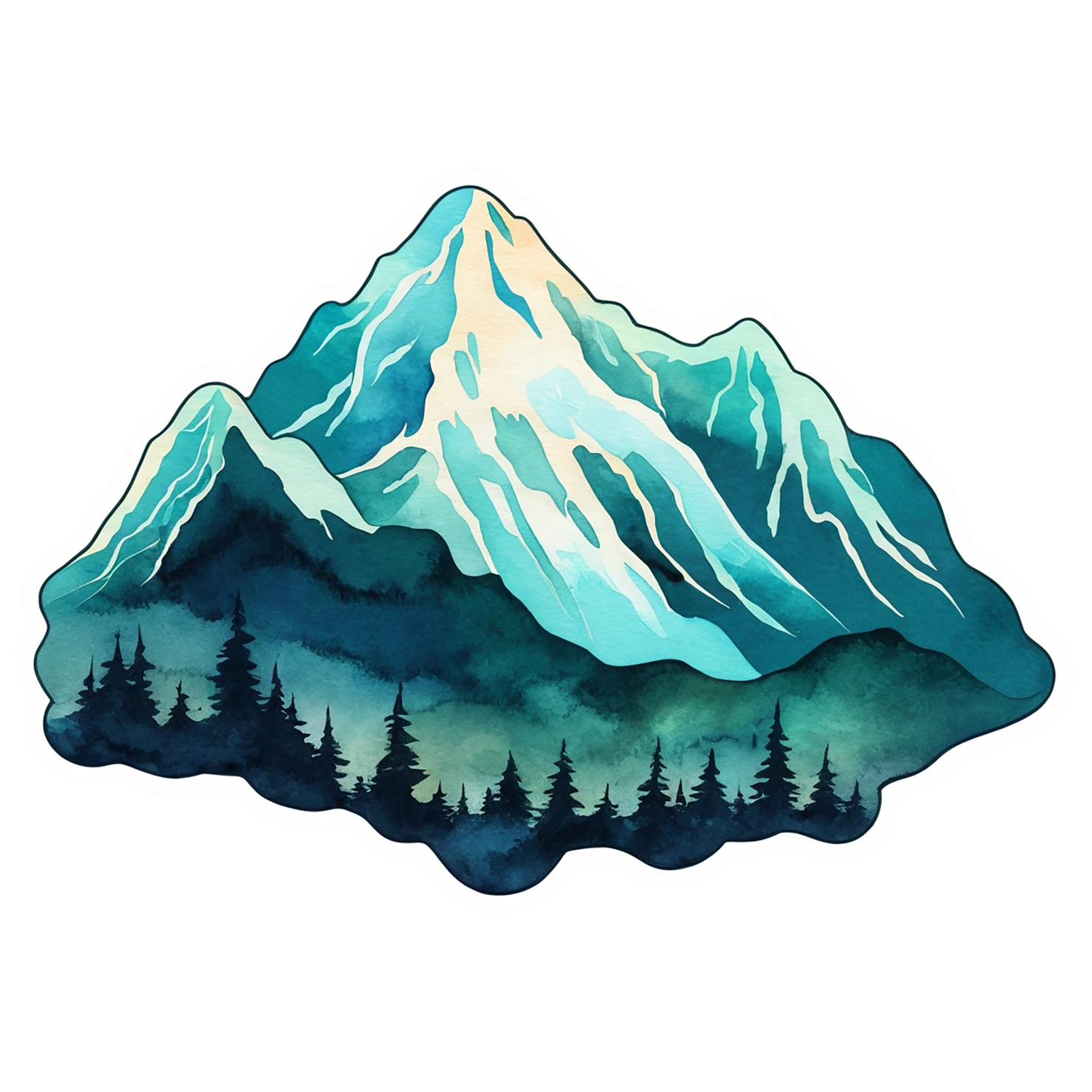 Mountain watercolor sticker isolated on transparent background #19775
