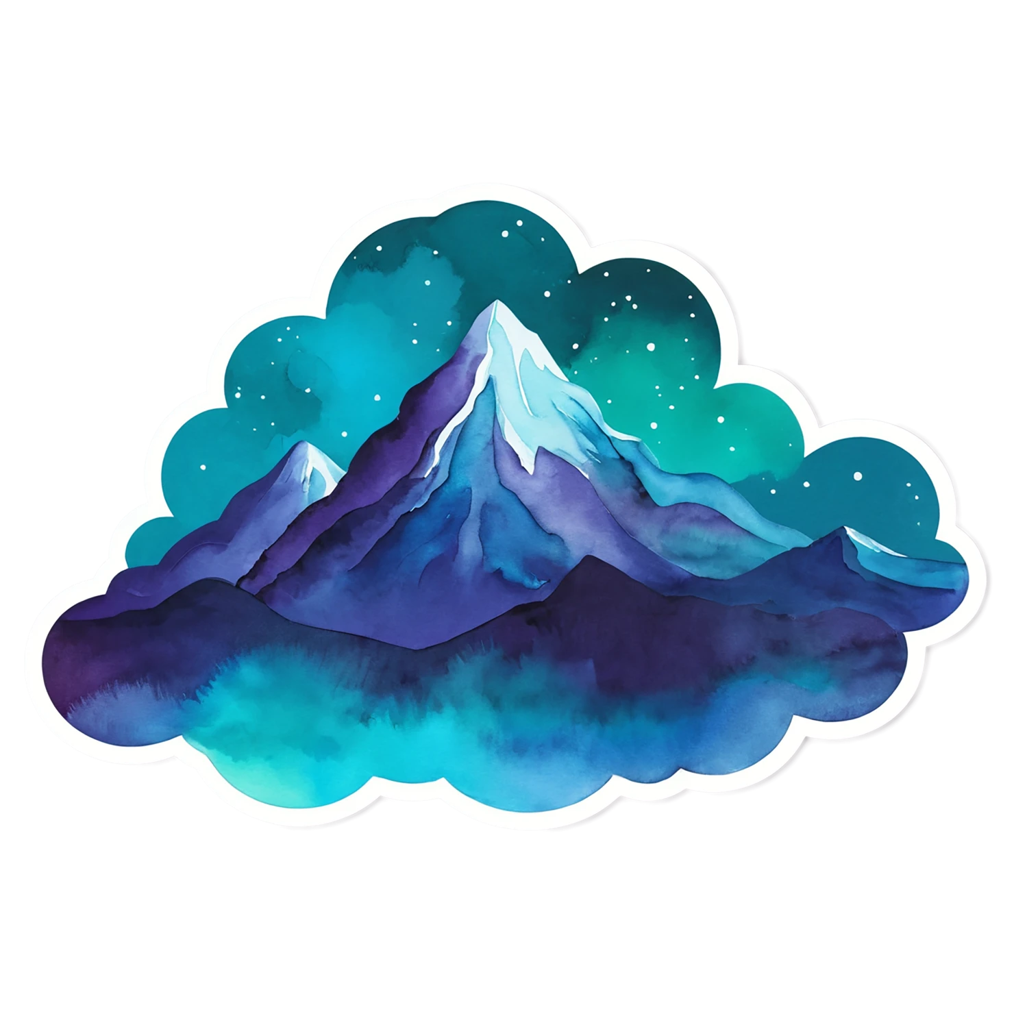 Mountain watercolor sticker isolated on transparent background #19777