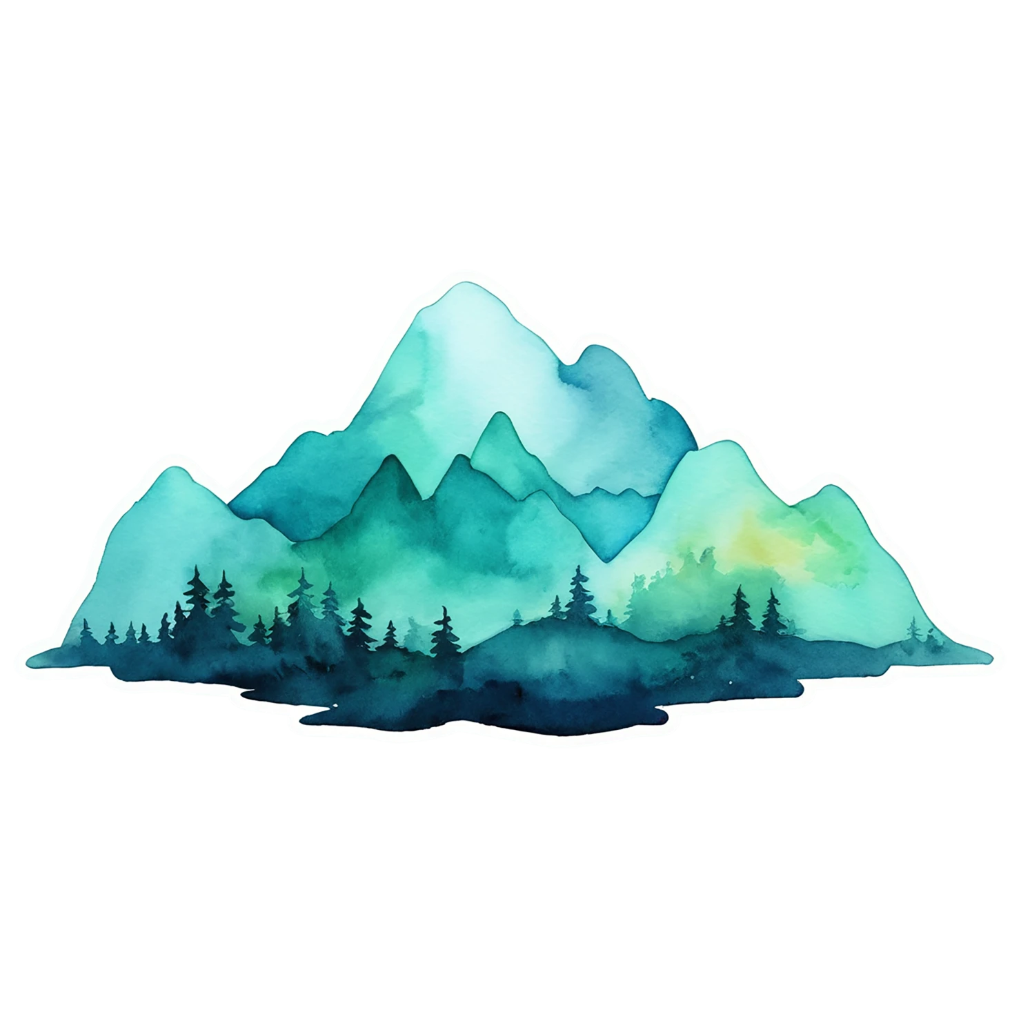 Mountain watercolor sticker isolated on transparent background #19780
