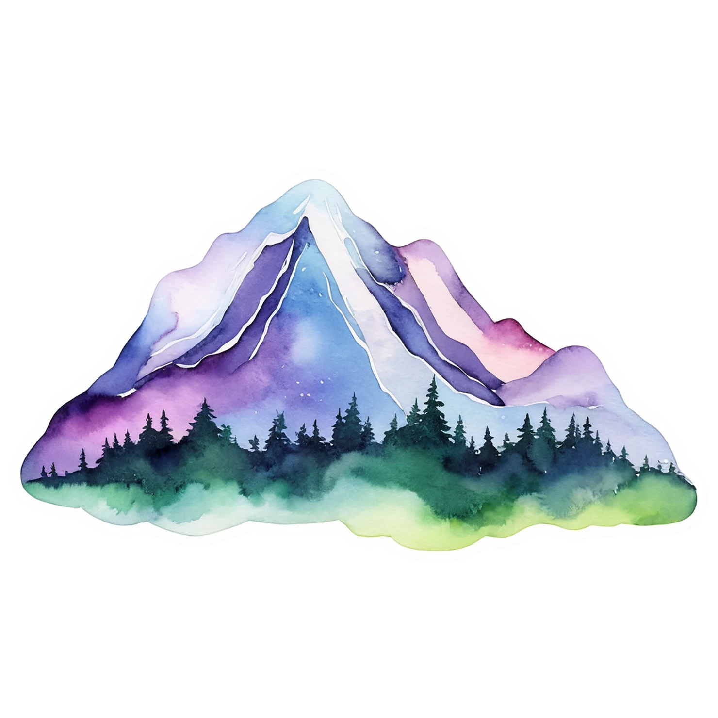 Mountain watercolor sticker isolated on transparent background #19784