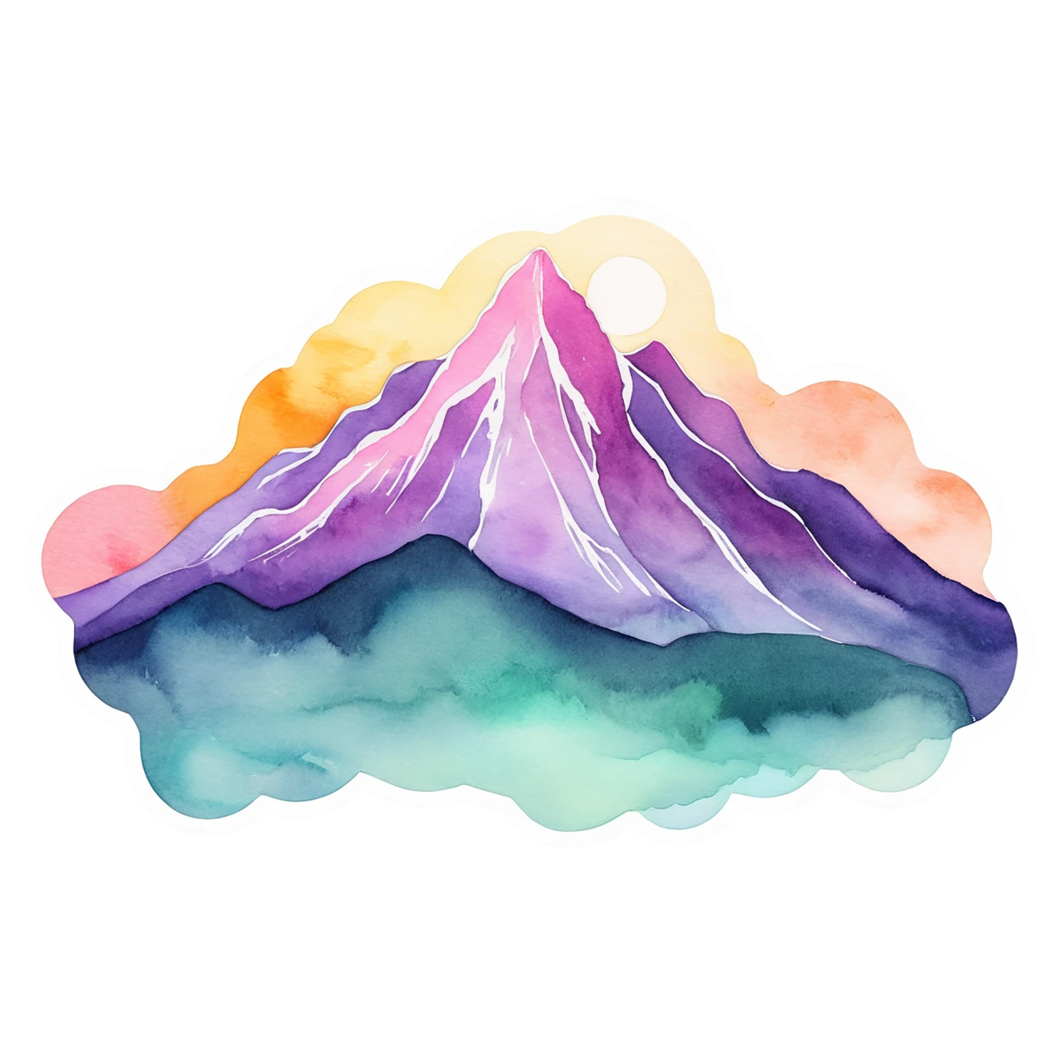 Mountain watercolor sticker isolated on transparent background #19785