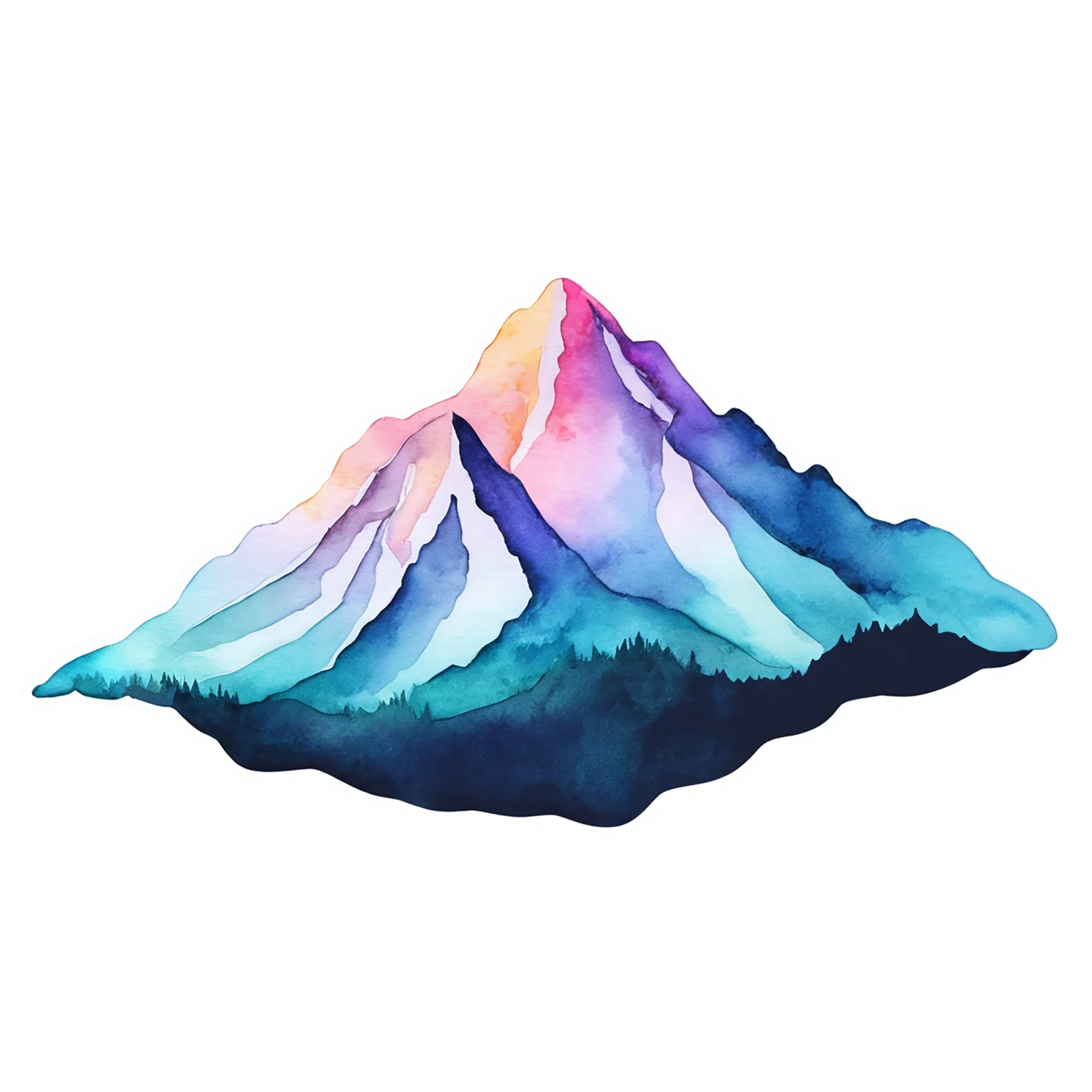 Mountain watercolor sticker isolated on transparent background #19788