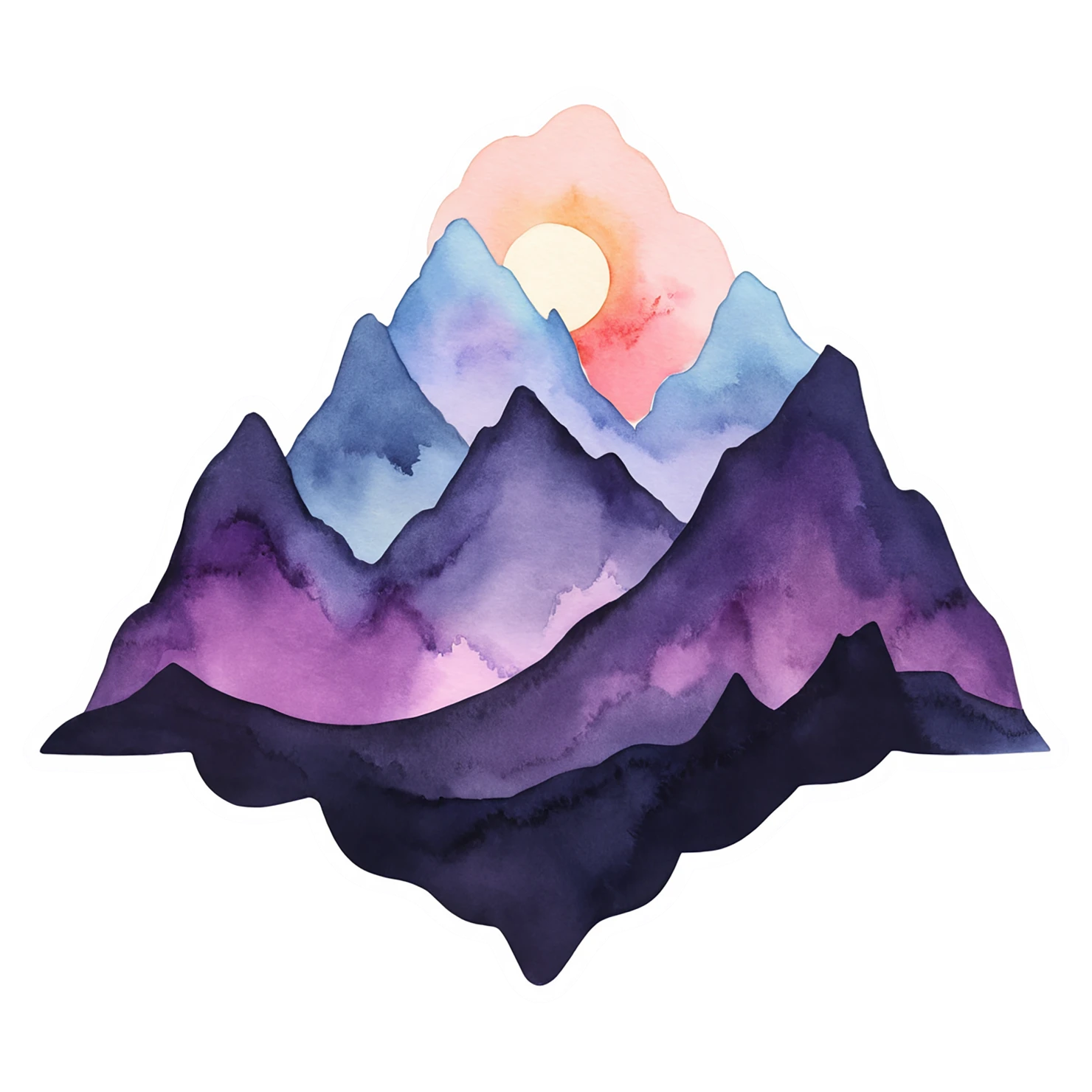 Mountain watercolor sticker isolated on transparent background #19790