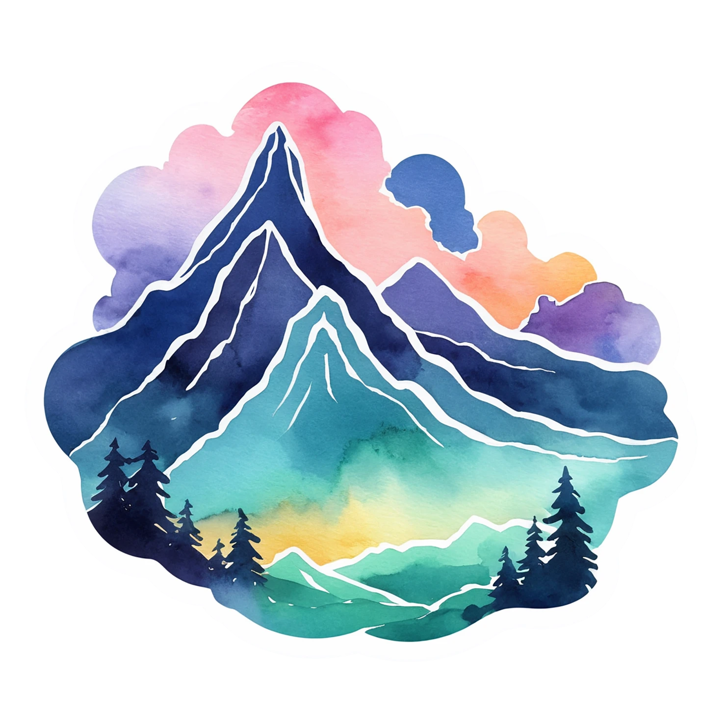 Mountain watercolor sticker isolated on transparent background #19792