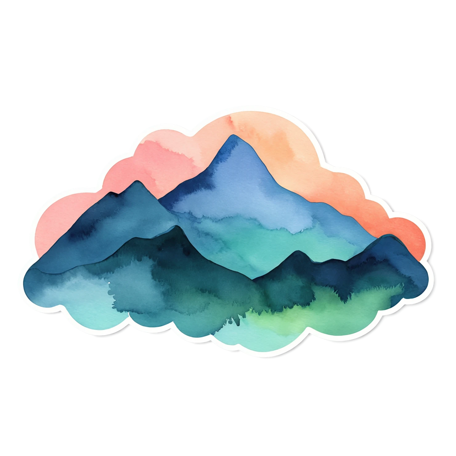 Mountain watercolor sticker isolated on transparent background #19793