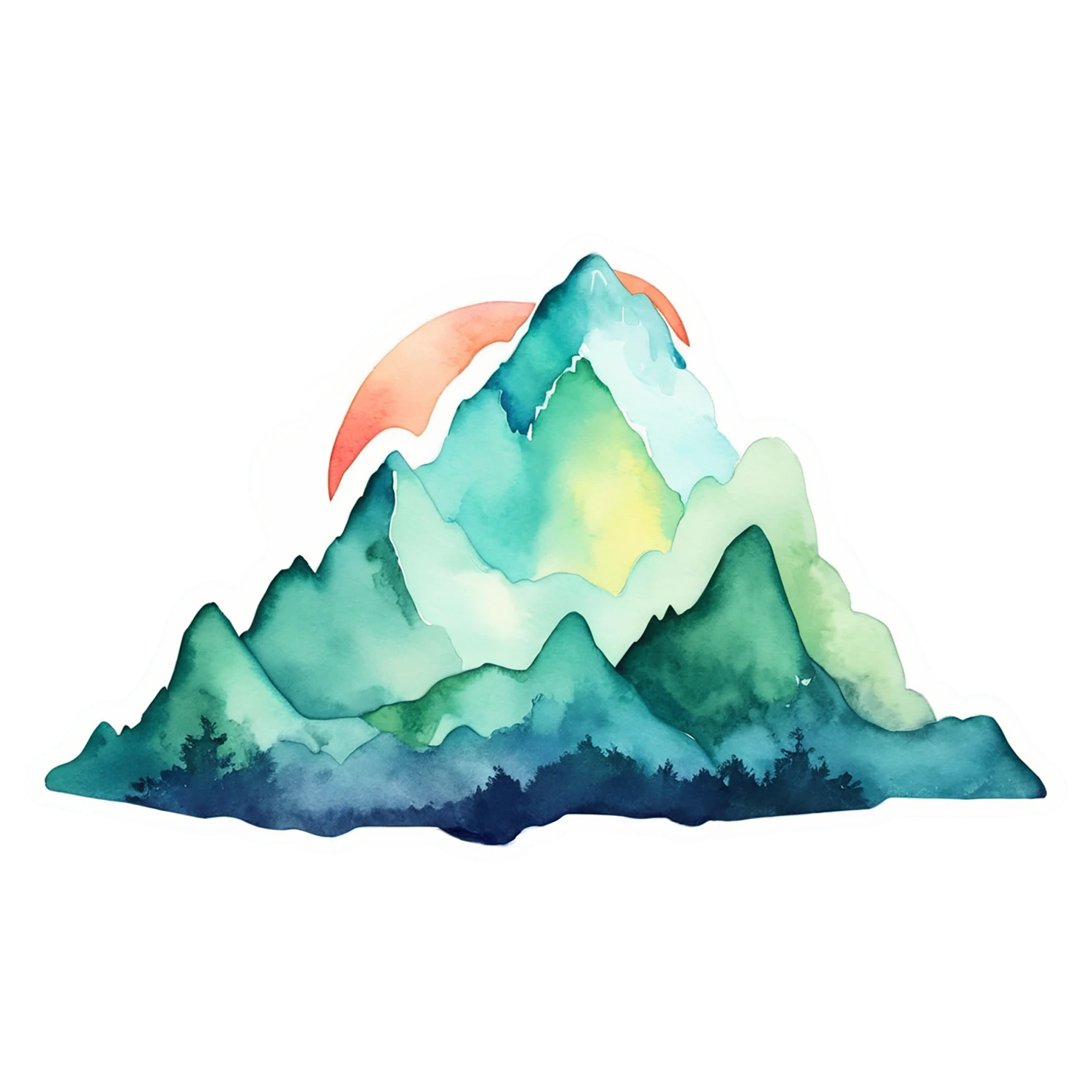 Mountain watercolor sticker isolated on transparent background #19796