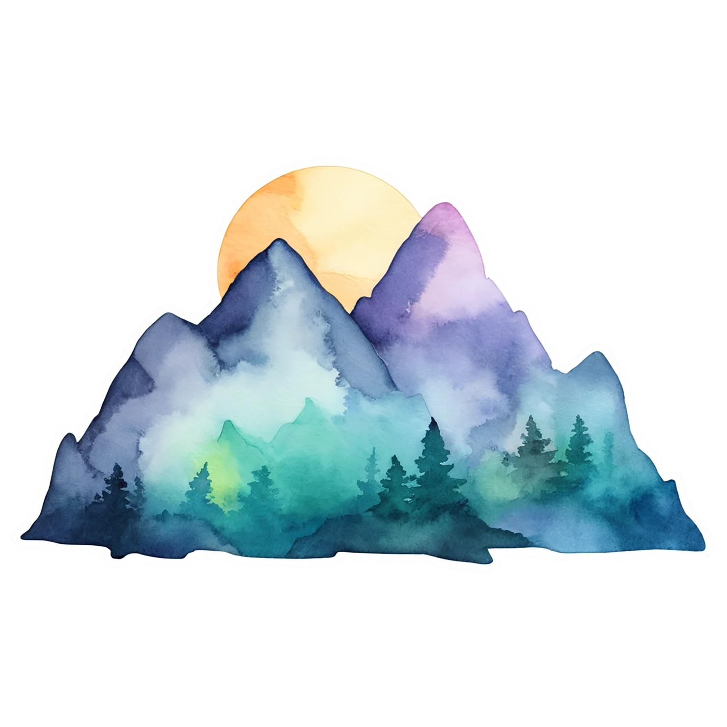 Mountain watercolor sticker isolated on transparent background #19802