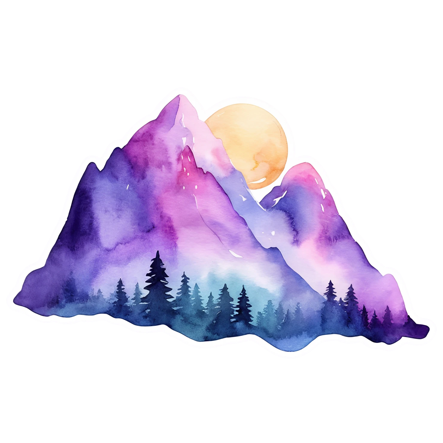 Mountain watercolor sticker isolated on transparent background #19803