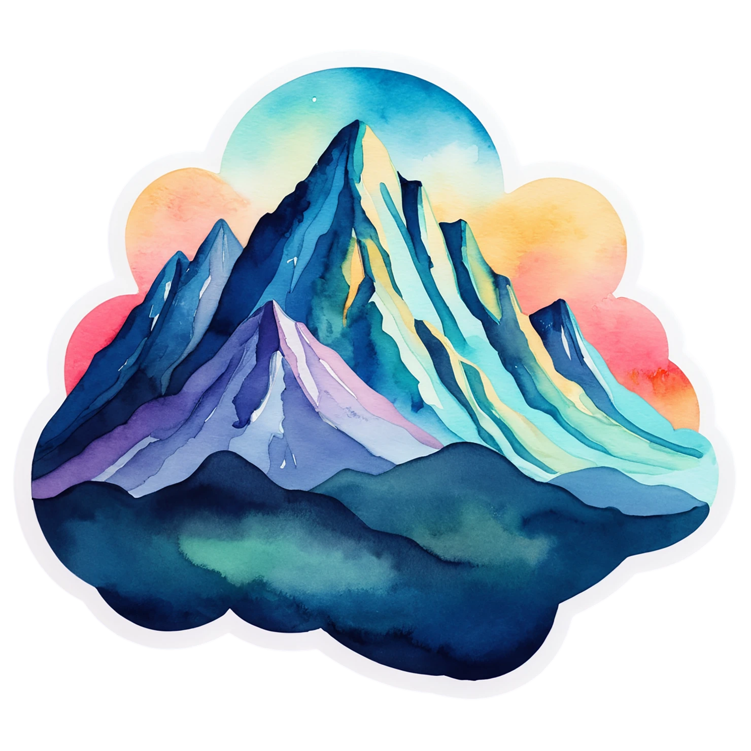 Mountain watercolor sticker isolated on transparent background #19809