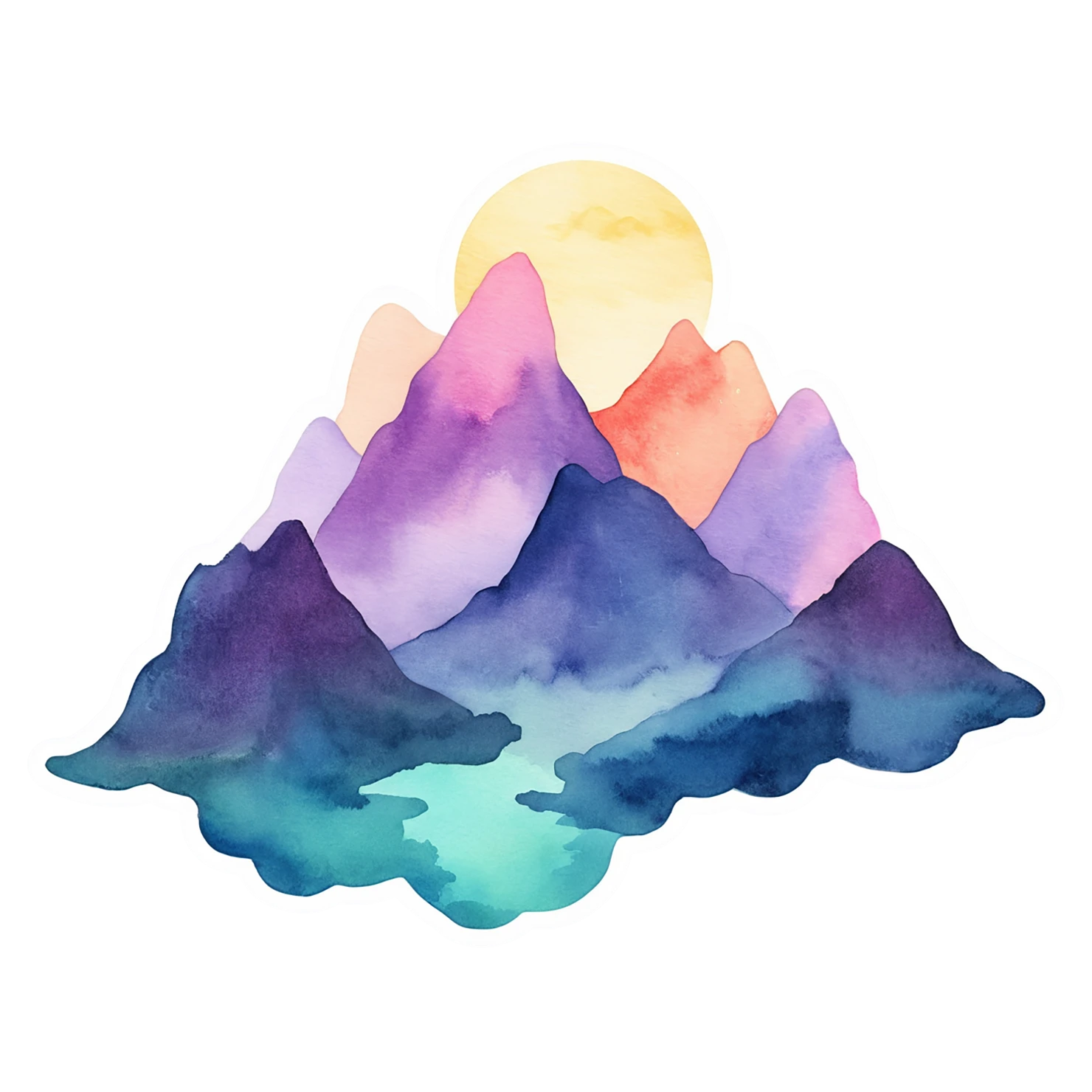 Mountain watercolor sticker isolated on transparent background #19812