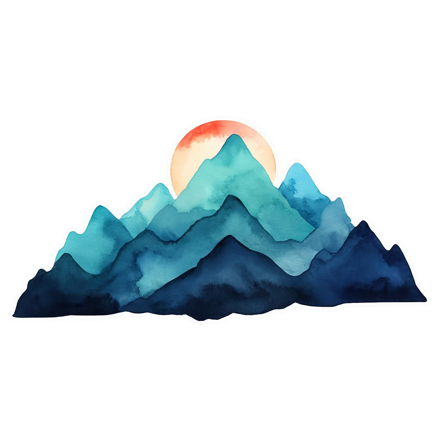 Mountain watercolor sticker isolated on transparent background #19814