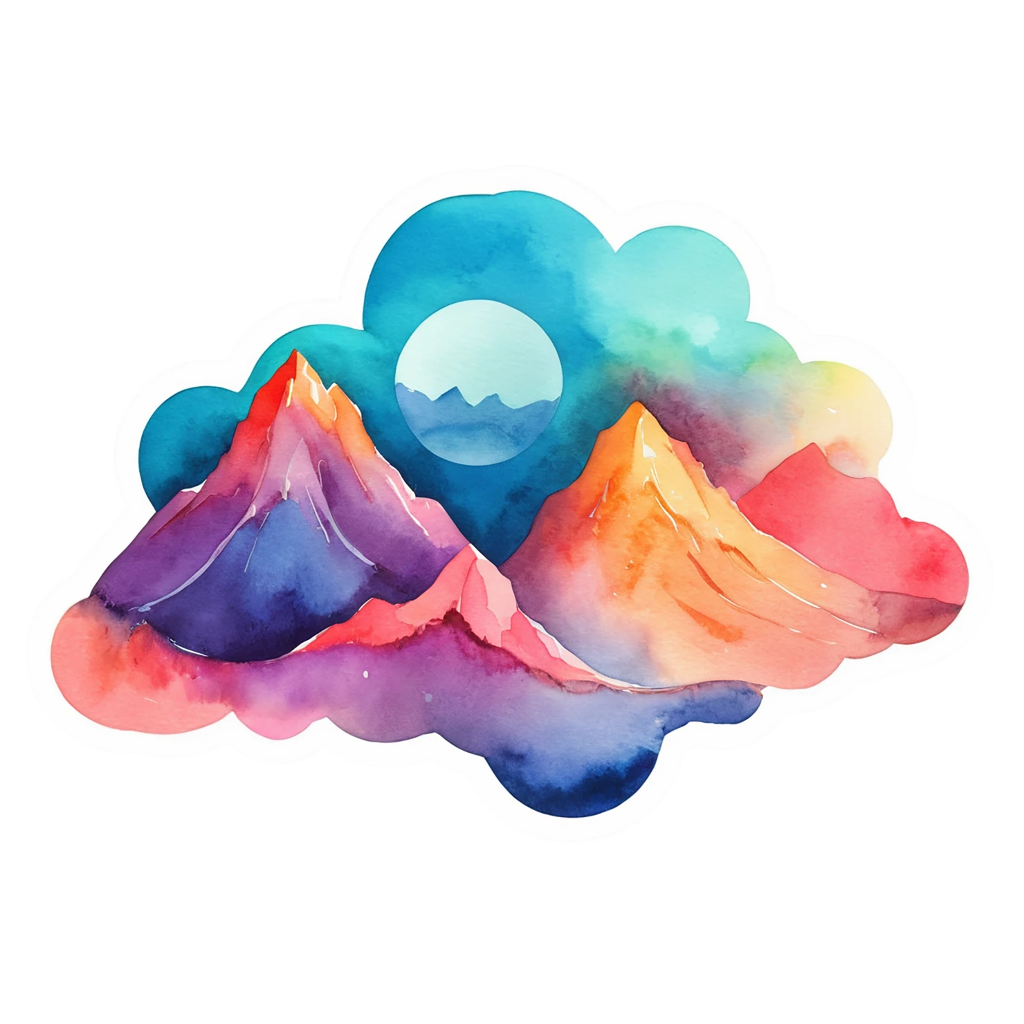 Mountain watercolor sticker isolated on transparent background #19819