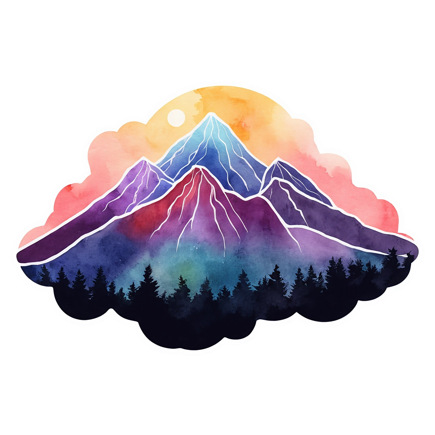 Mountain watercolor sticker isolated on transparent background #19820