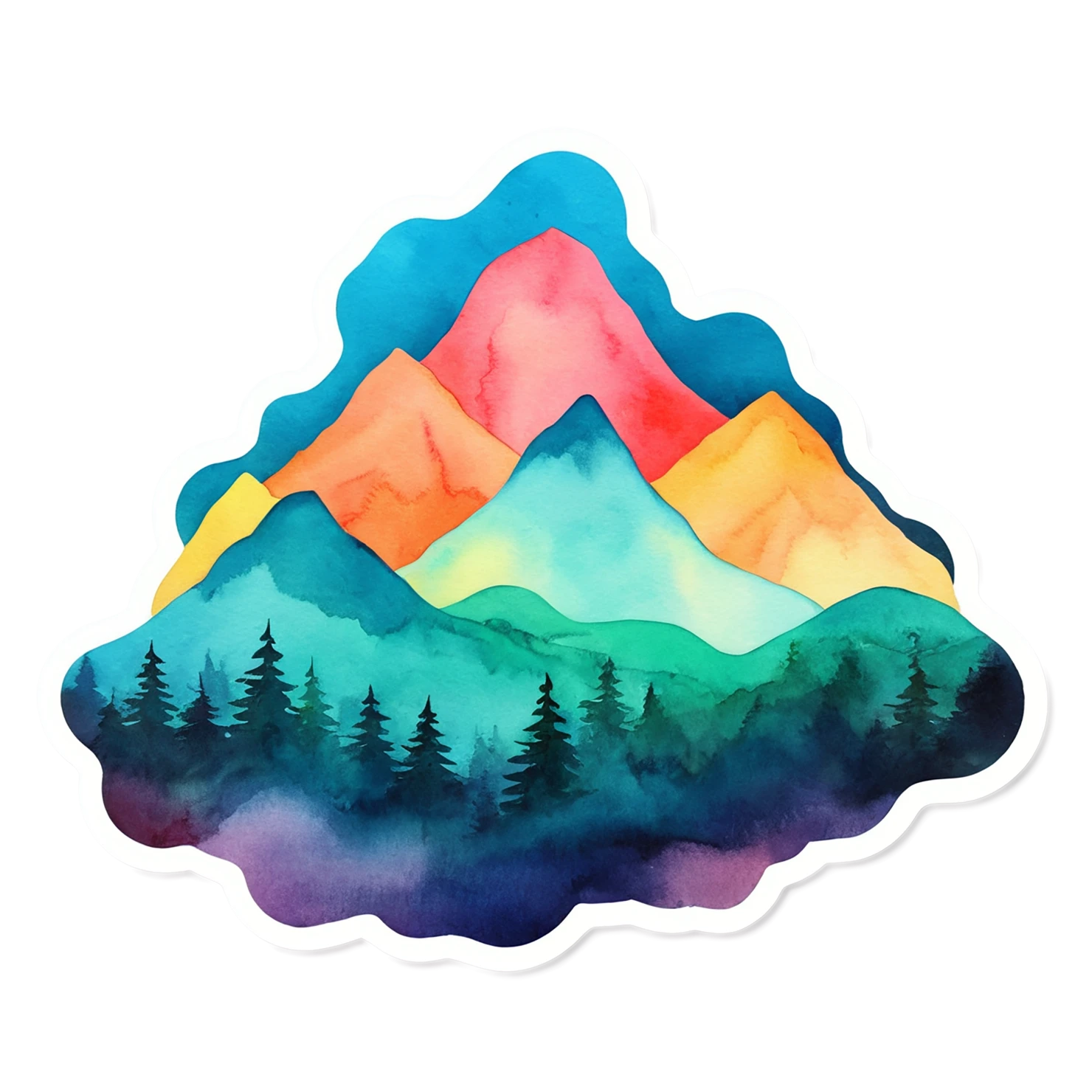 Mountain watercolor sticker isolated on transparent background #19822