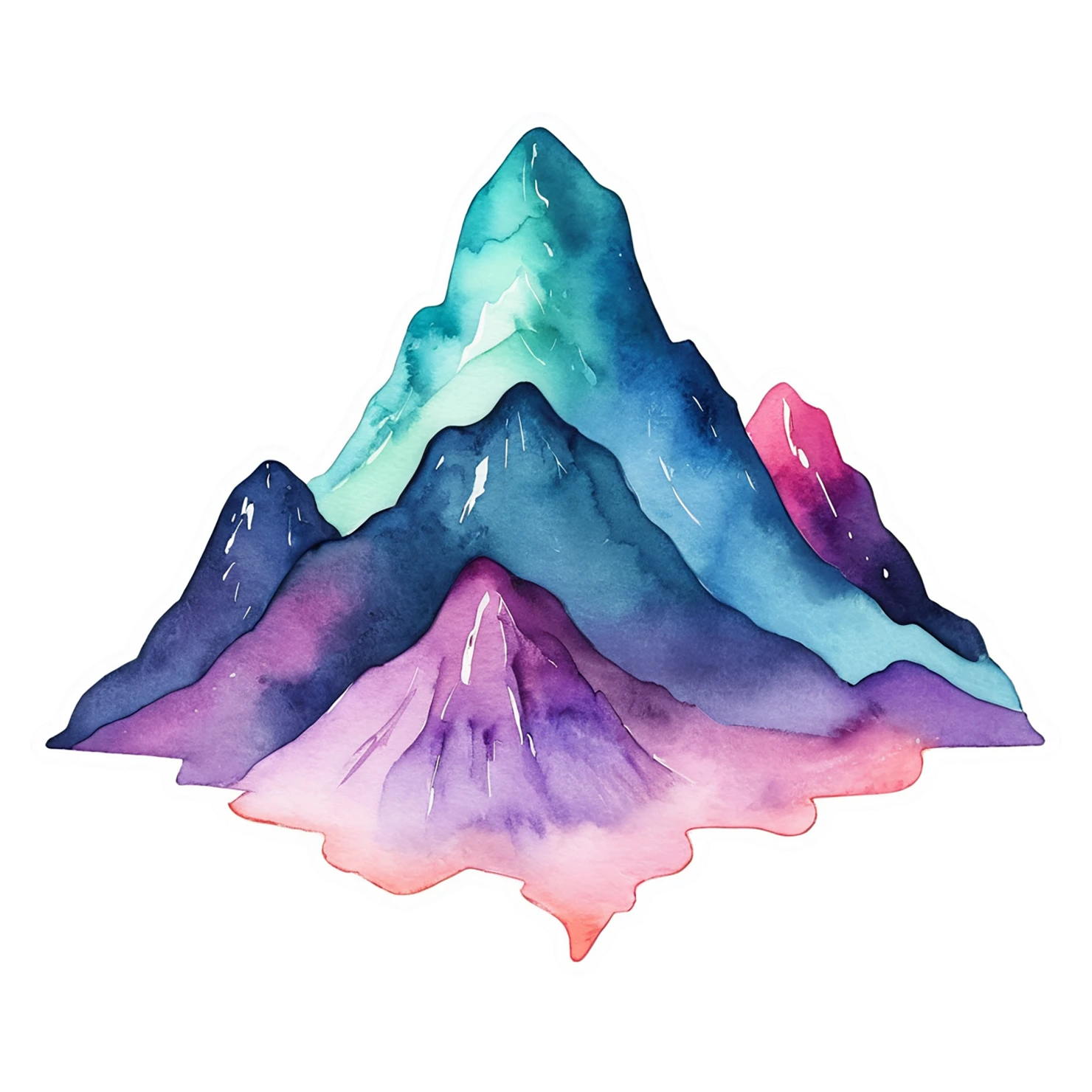 Mountain watercolor sticker isolated on transparent background #19823