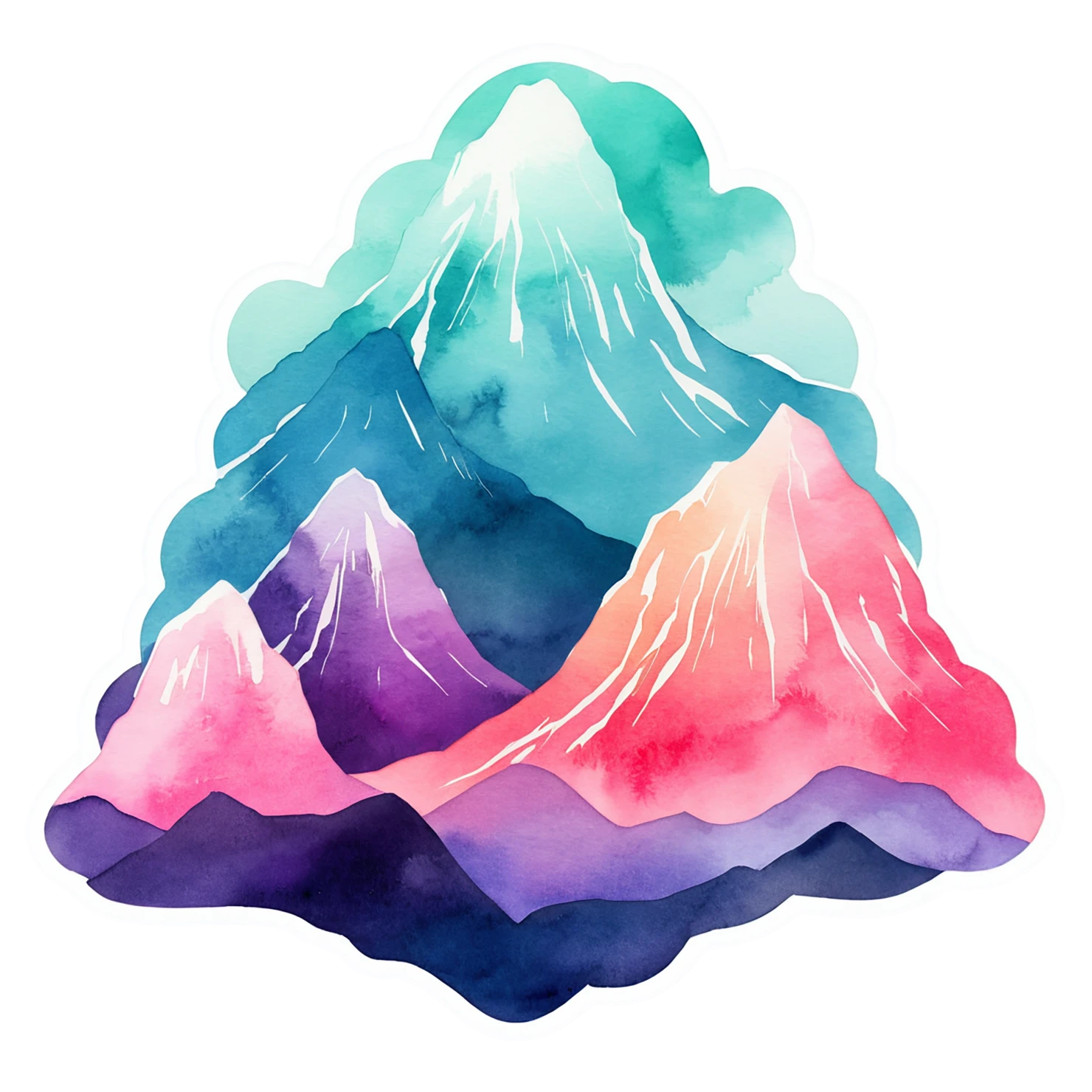Mountain watercolor sticker isolated on transparent background #19824