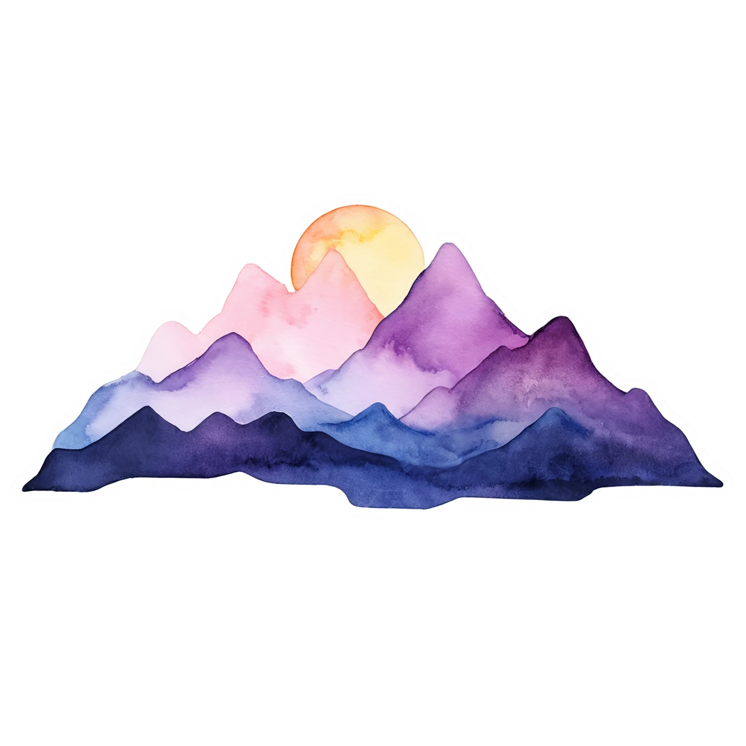 Mountain watercolor sticker isolated on transparent background #19826