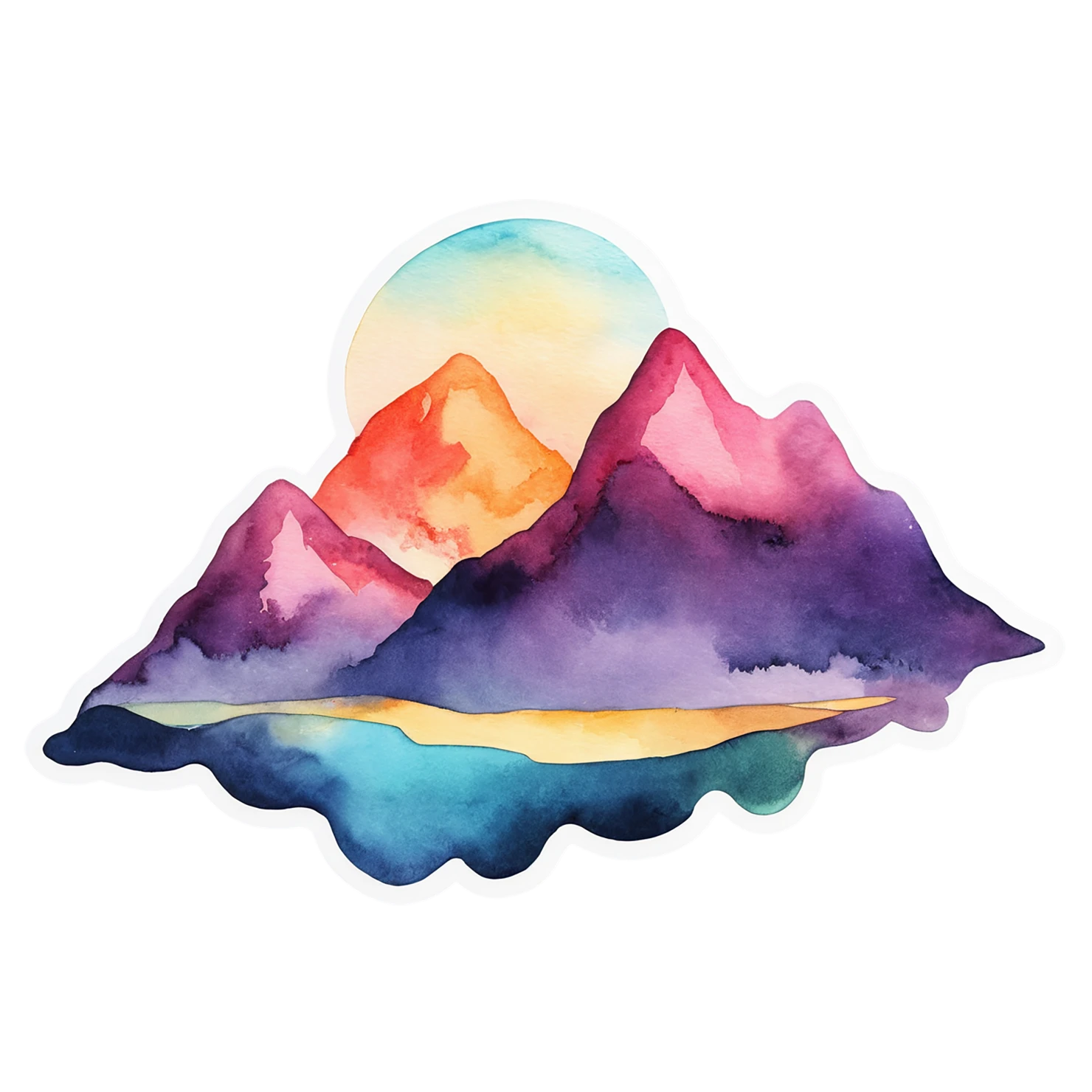 Mountain watercolor sticker isolated on transparent background #19828