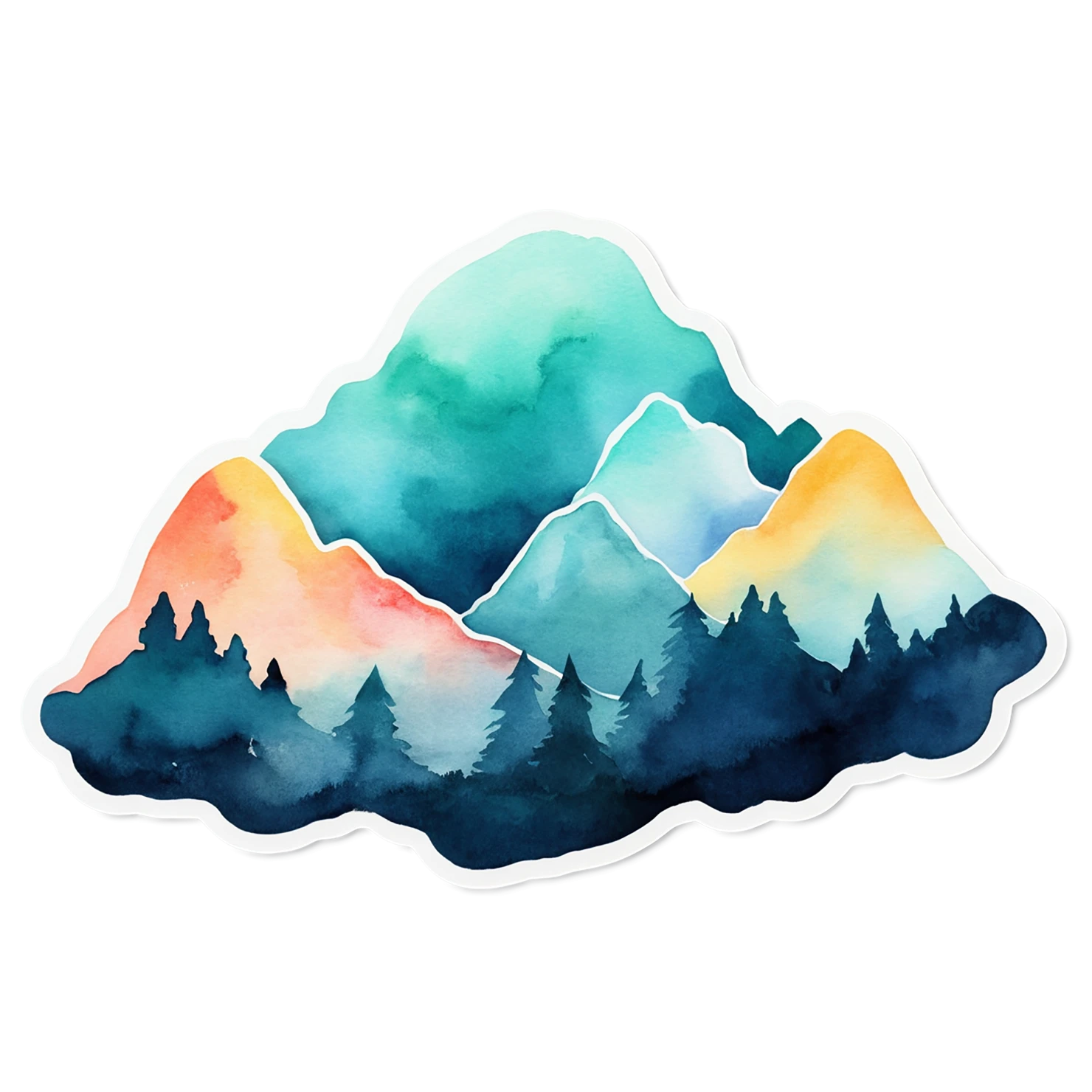 Mountain watercolor sticker isolated on transparent background #19833