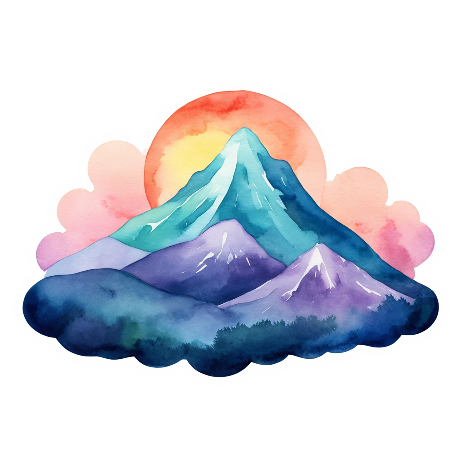 Mountain watercolor sticker isolated on transparent background #19836